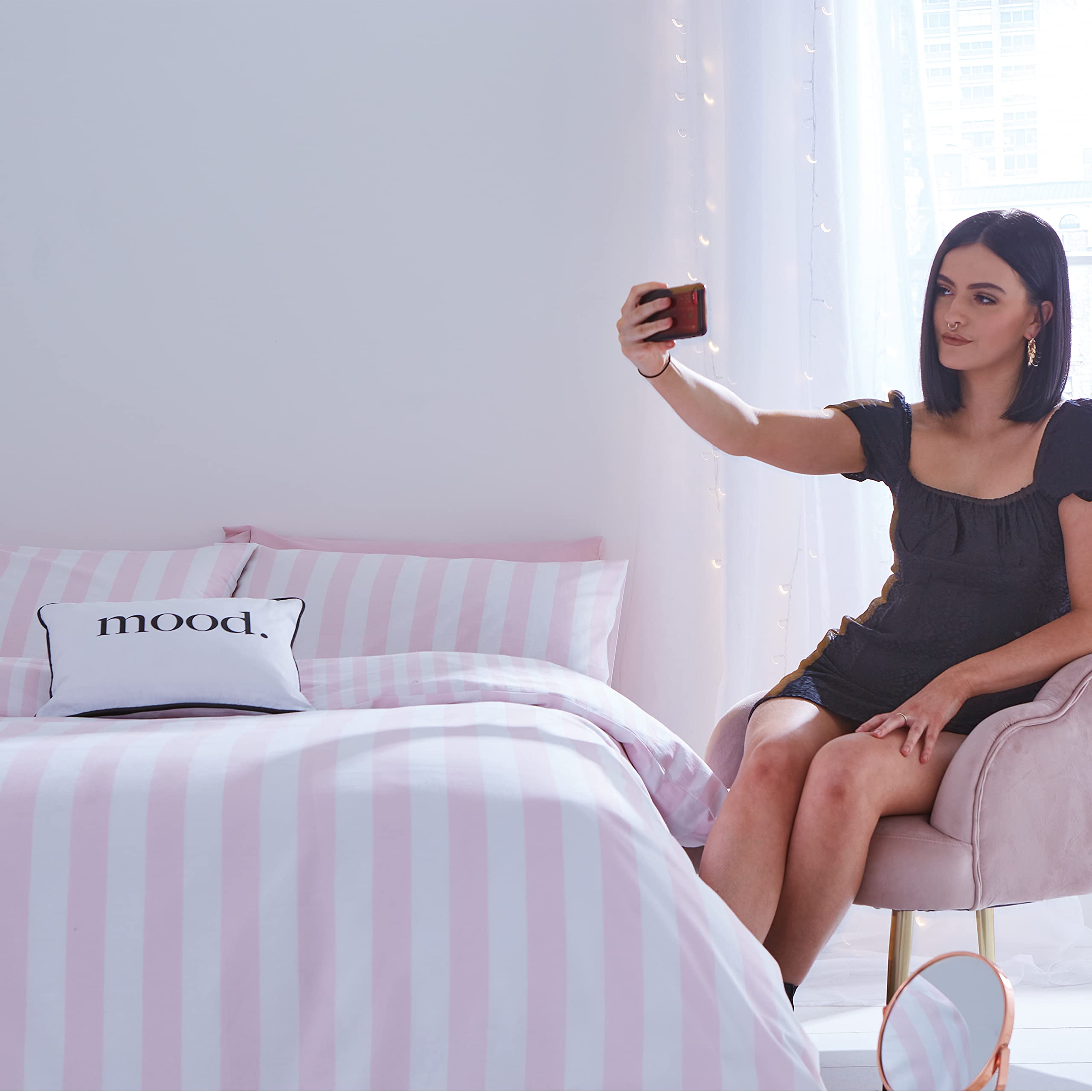Sassy B Bedding Stripe Tease Reversible Double Duvet Cover Set | Pink | 3 Piece 4