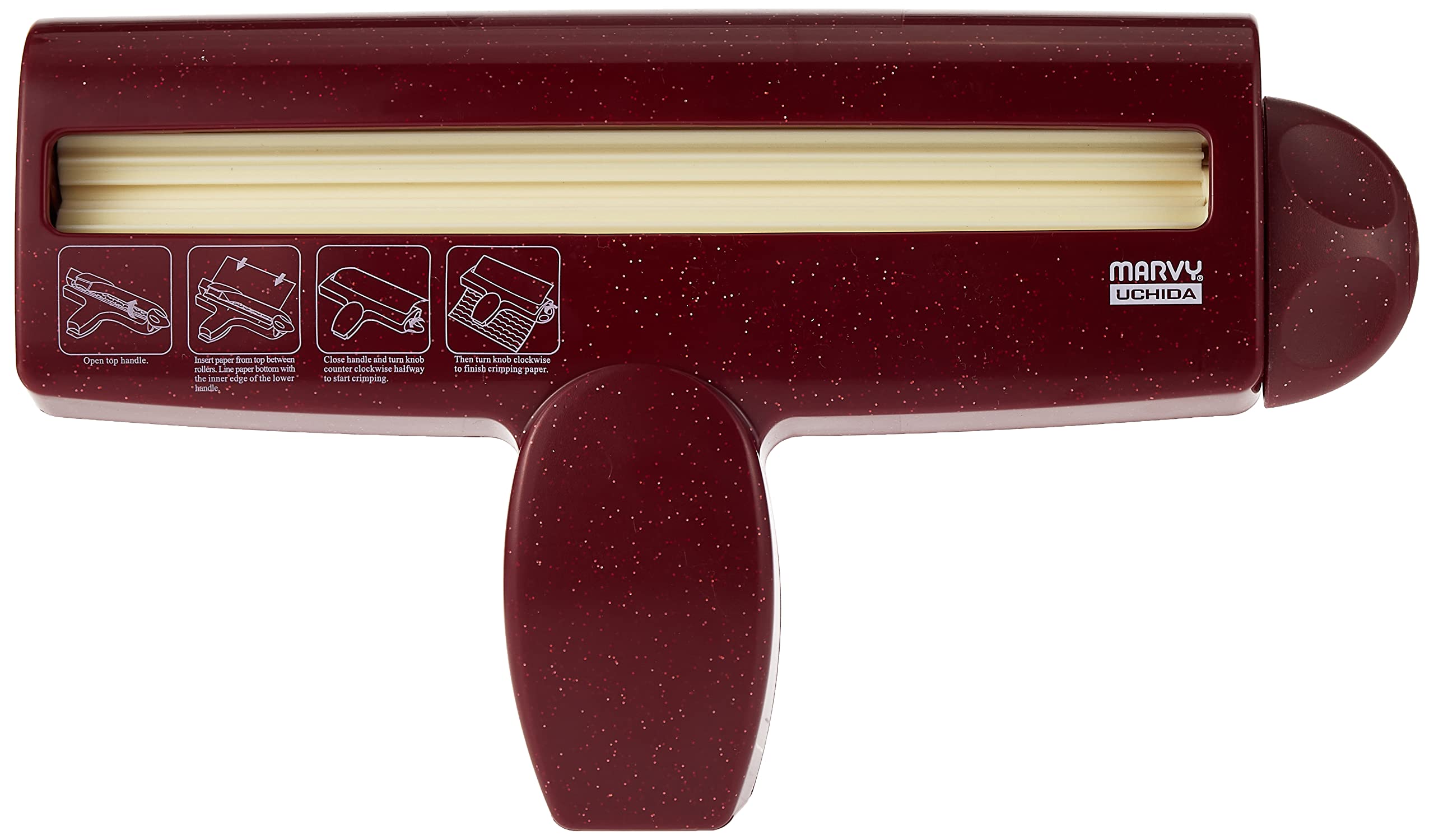 Uchida Corru-Gator Paper Crimper - Straight Pattern | Plastic Construction | Claret Color 1