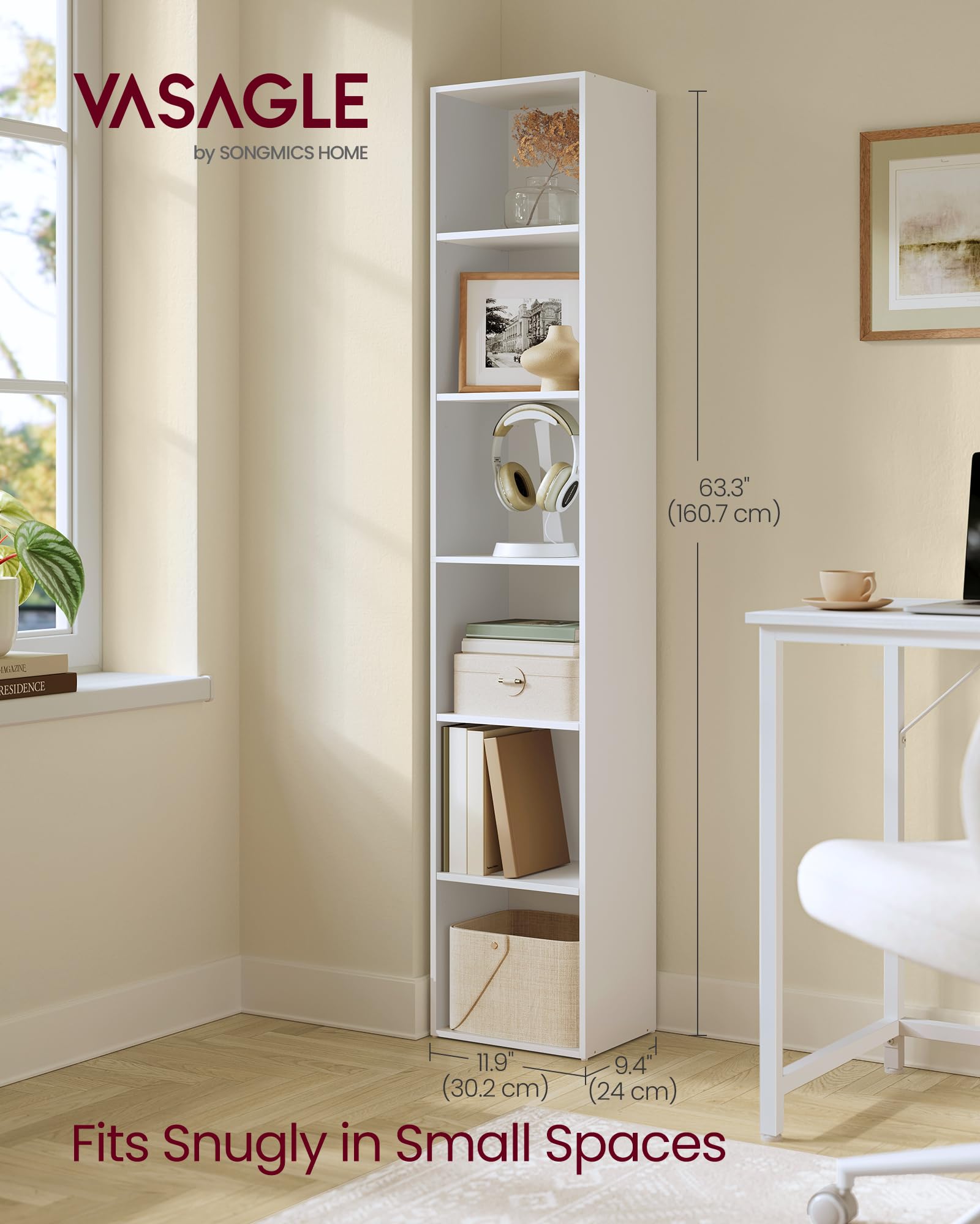 VASAGLE Bookcase - 6-Tier Open Storage Shelf | Cloud White | 24 x 160.7 cm 2