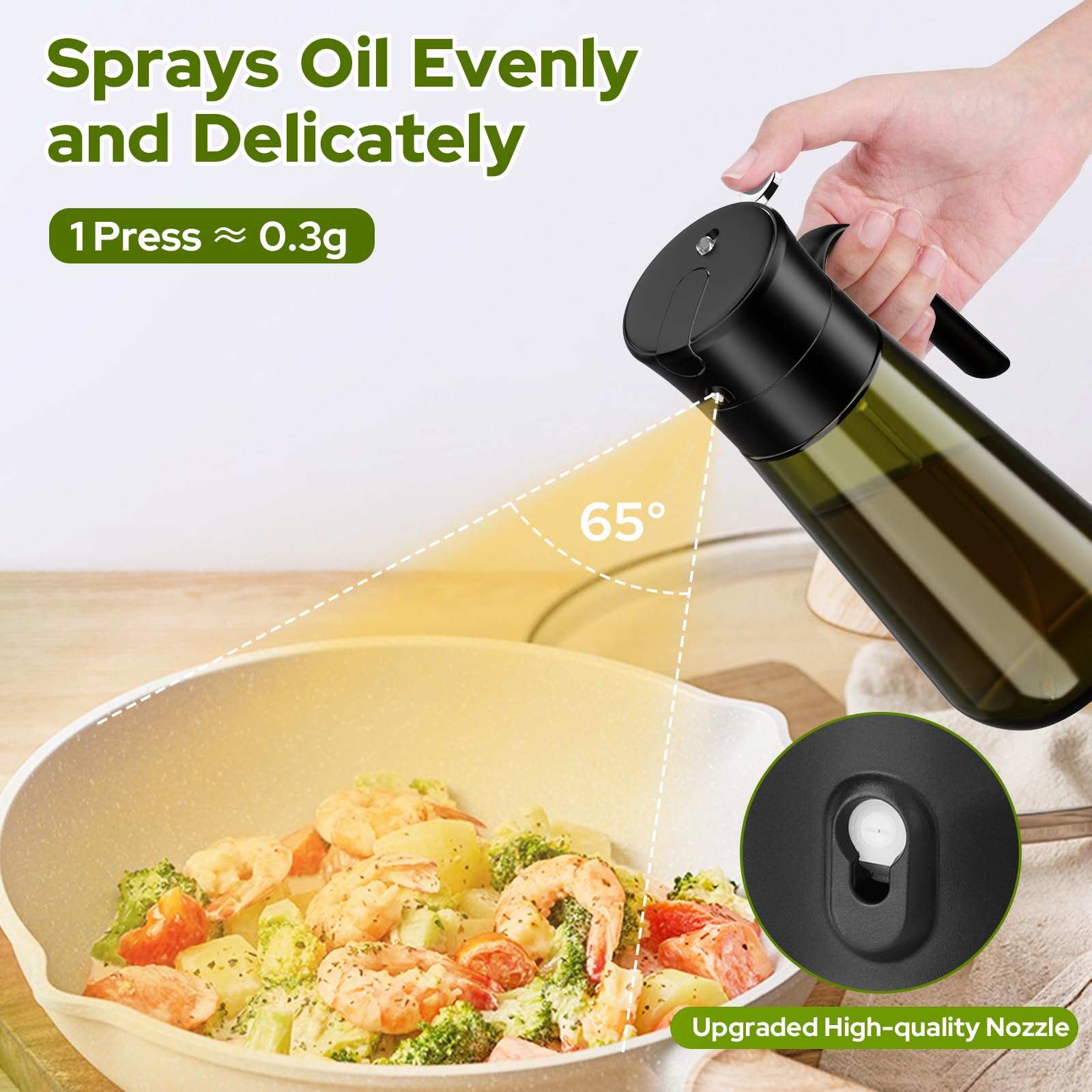 Euqvunn 2-in-1 Oil Spray Bottle with Basting Brush - 580ml Light-Proof Glass 4