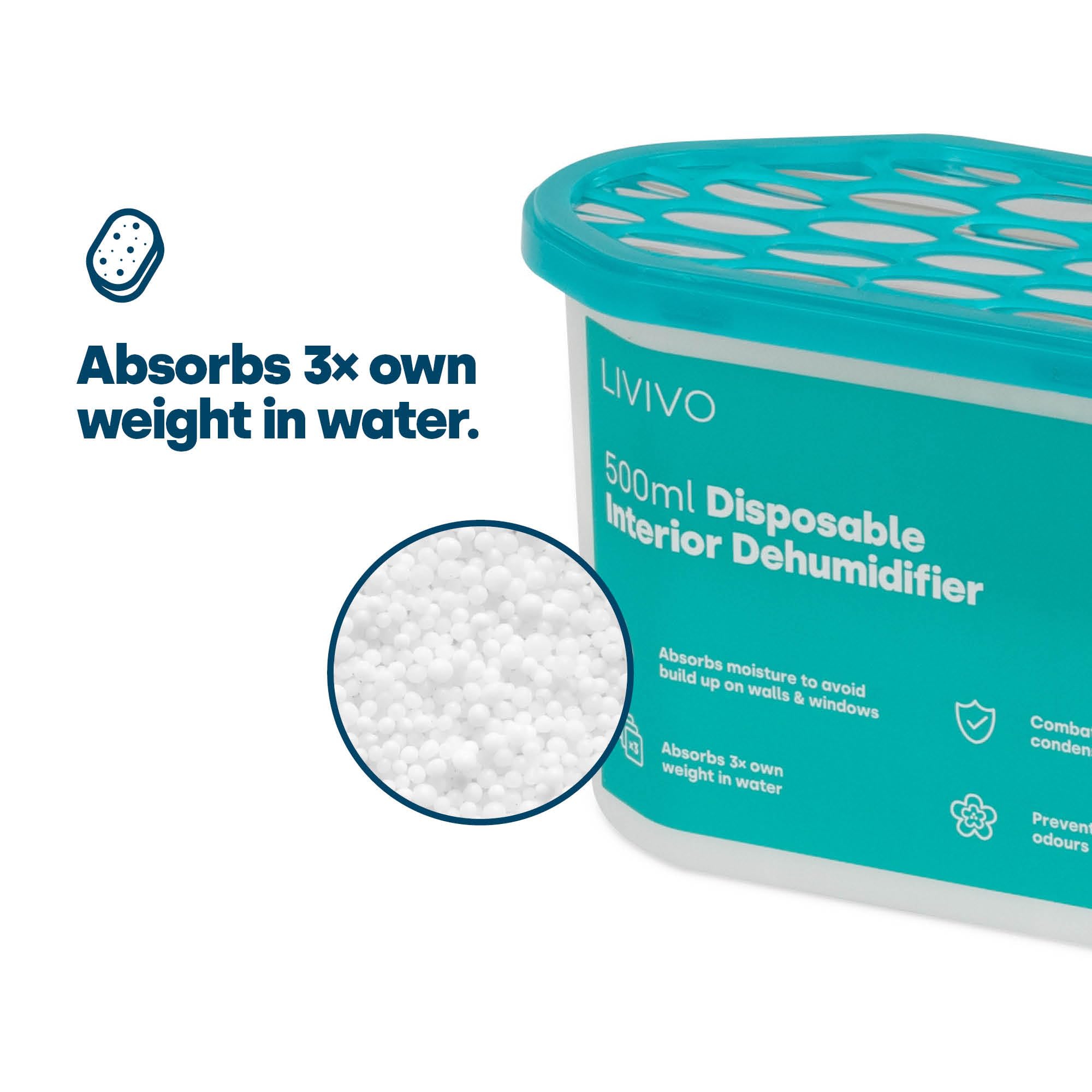 LIVIVO Disposable Dehumidifiers - 500ml Capacity, 10 Pack | Calcium Chloride Moisture Absorber 3