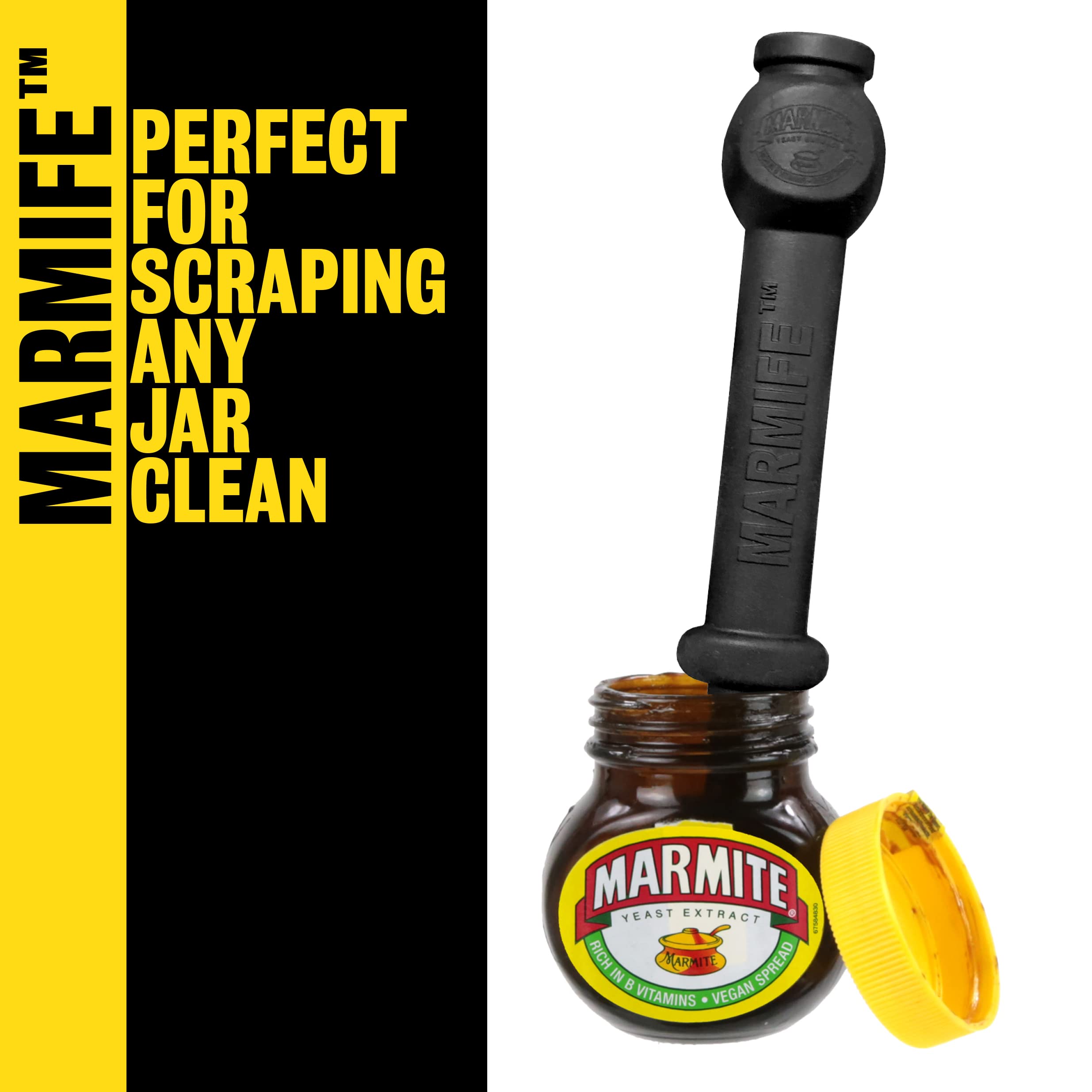Kimm & Miller Marmite 'Marmife' Knife Spreader & Jar Scraper | Silicone | Black 2