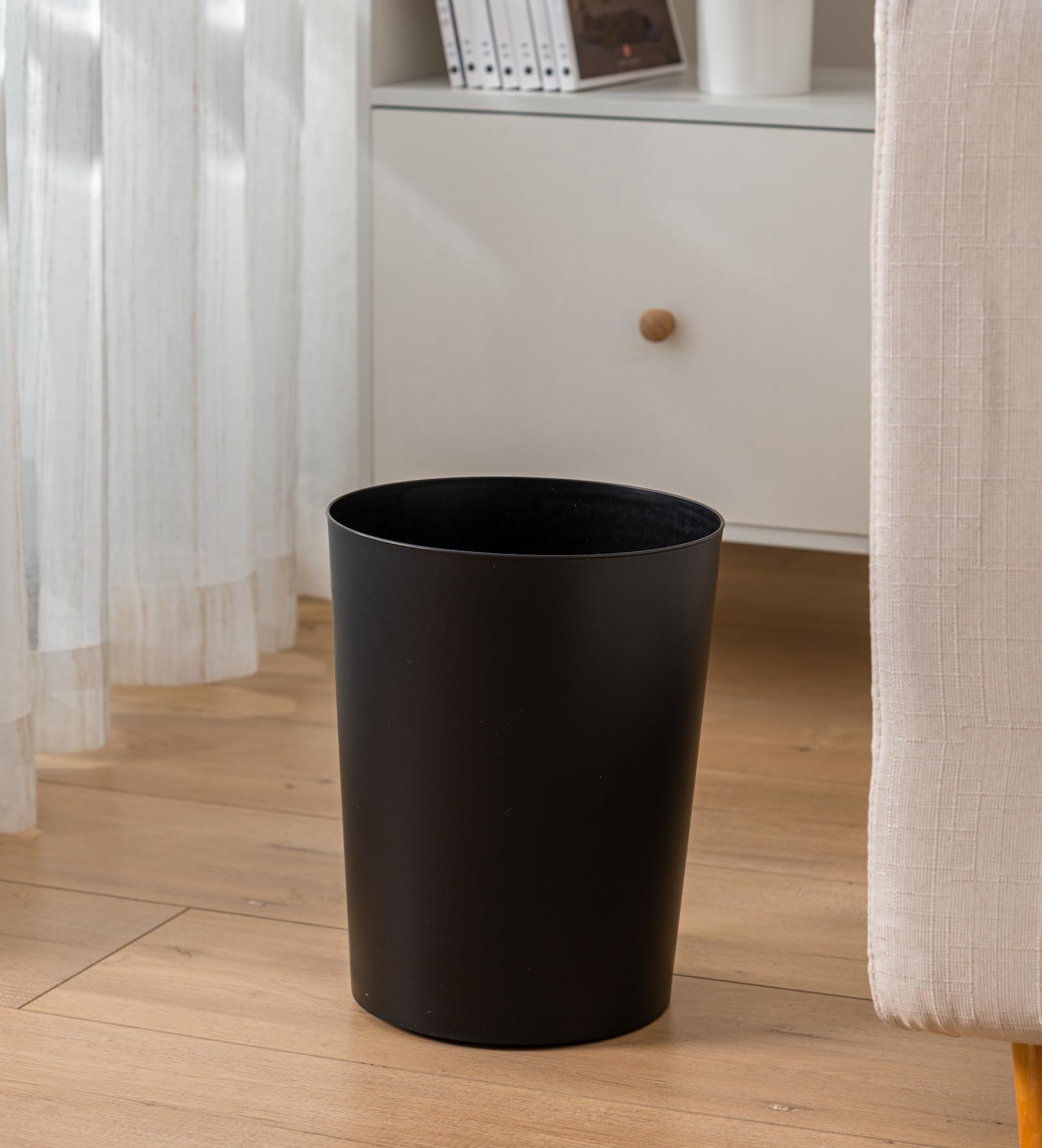 Cetomo 7.2L Plastic Waste Paper Bin - Compact, Frosted Finish, Black | 3 Pack 4