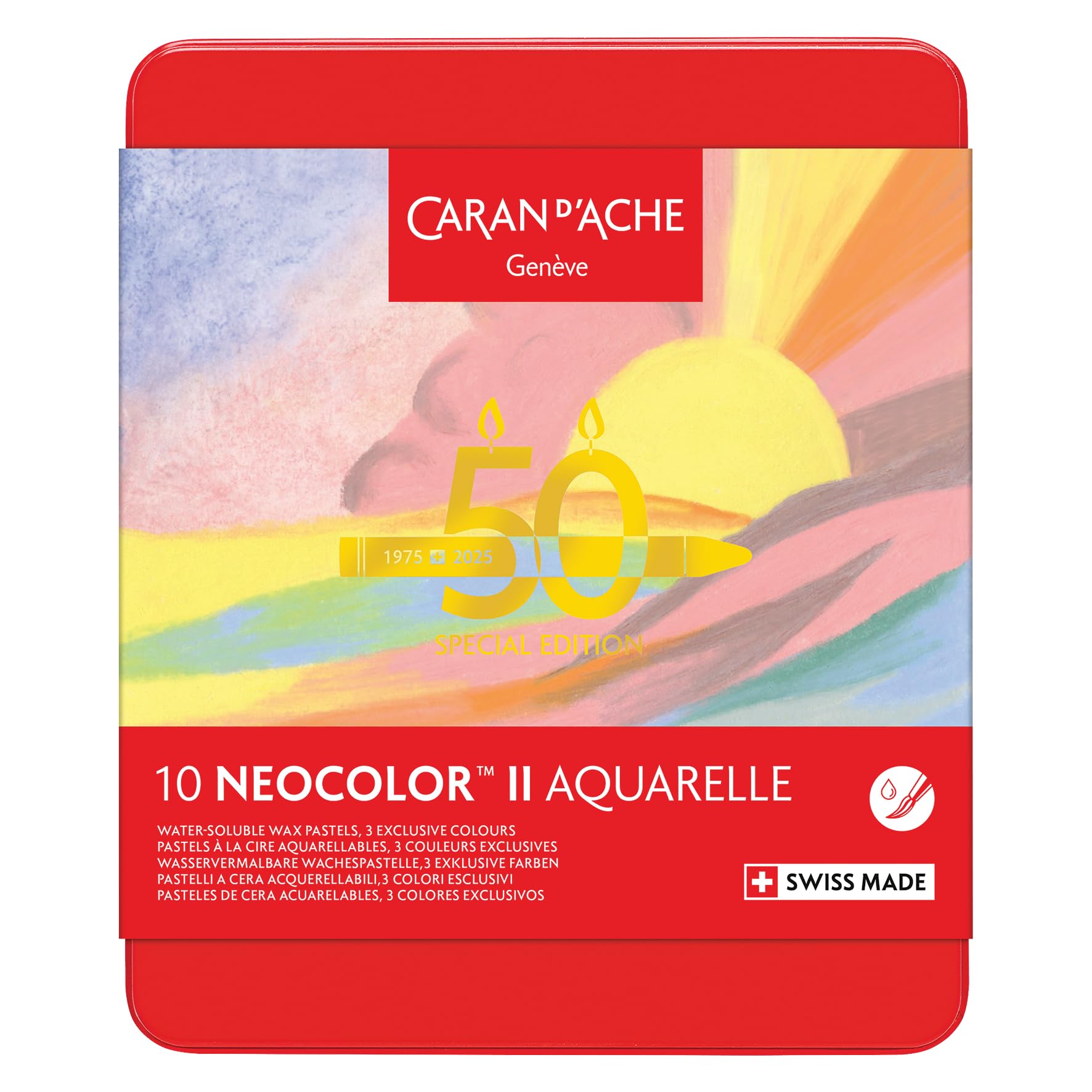 Caran d'Ache Neocolor II Water-Soluble Wax Pastels - 50 Year Special Edition | 10 Count 1