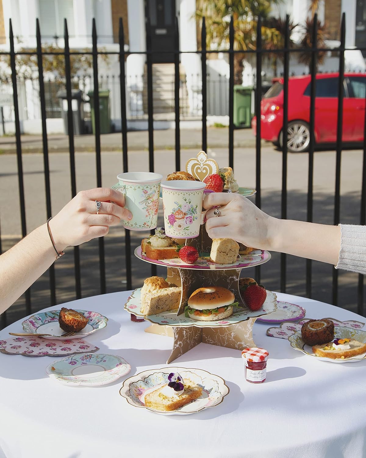 Talking Tables Pack of 24 Vintage Floral Cup & Saucer Set | Paper | 170ml Capacity 5