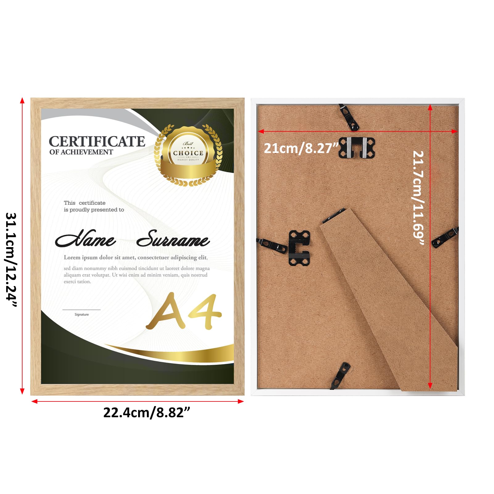 Ditwis A4 Wood Colour Picture Frame for Certificates, Photos, Artwork | Wall or Tabletop Display | 21x29.7 cm 2