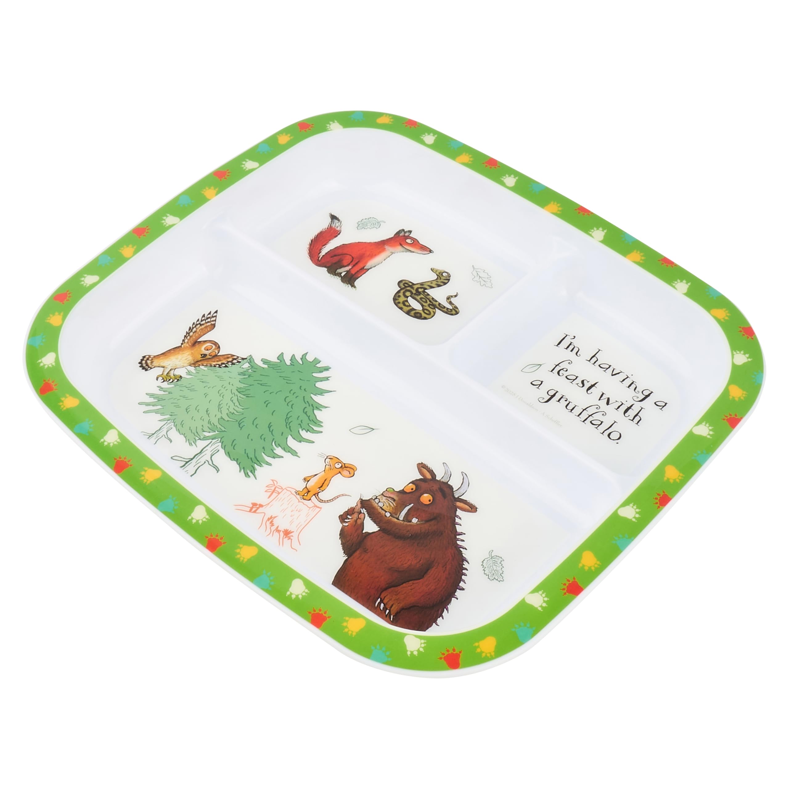 Gruffalo Children's Divided Dinner Plate - 3 Sections, BPA-Free Polypropylene, Green 3