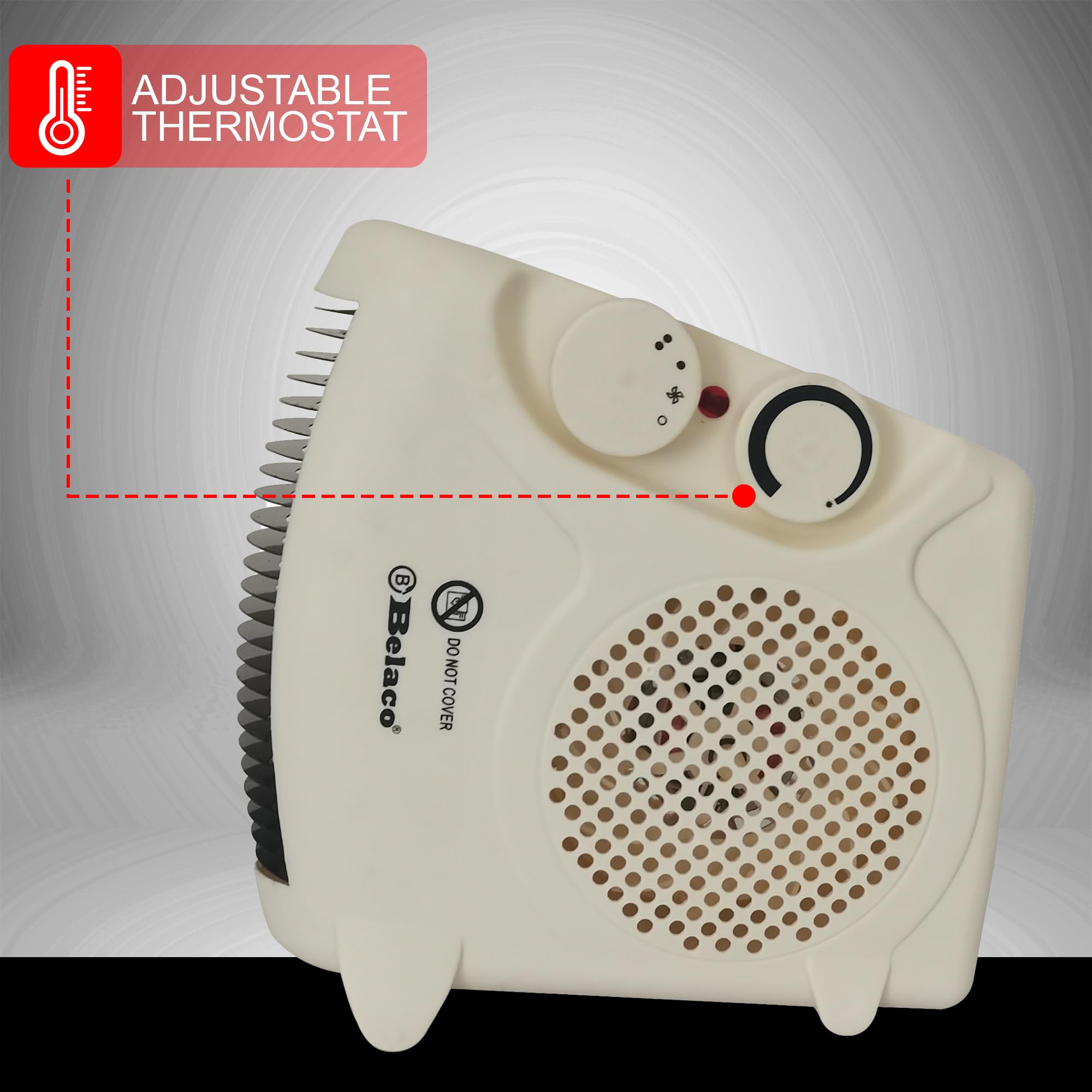 Belaco Portable Electric Fan Heater - 2 Heat Settings (1000W/2000W) | Adjustable Thermostat | Overheat Protection 4