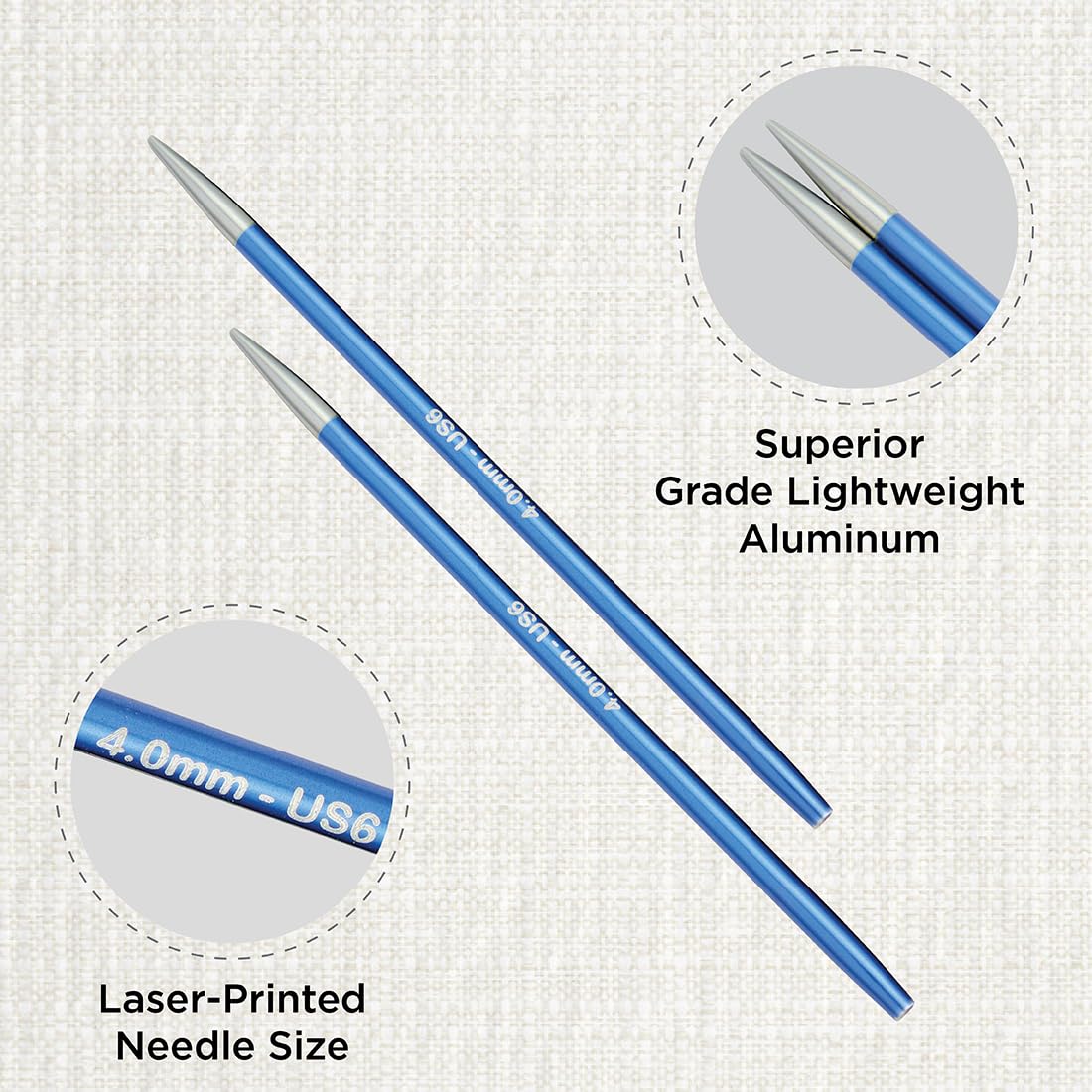 KnitPro Zing Interchangeable Circular Knitting Needles - 4.00mm Aluminium, Multi-Colour | Smooth Joins 2