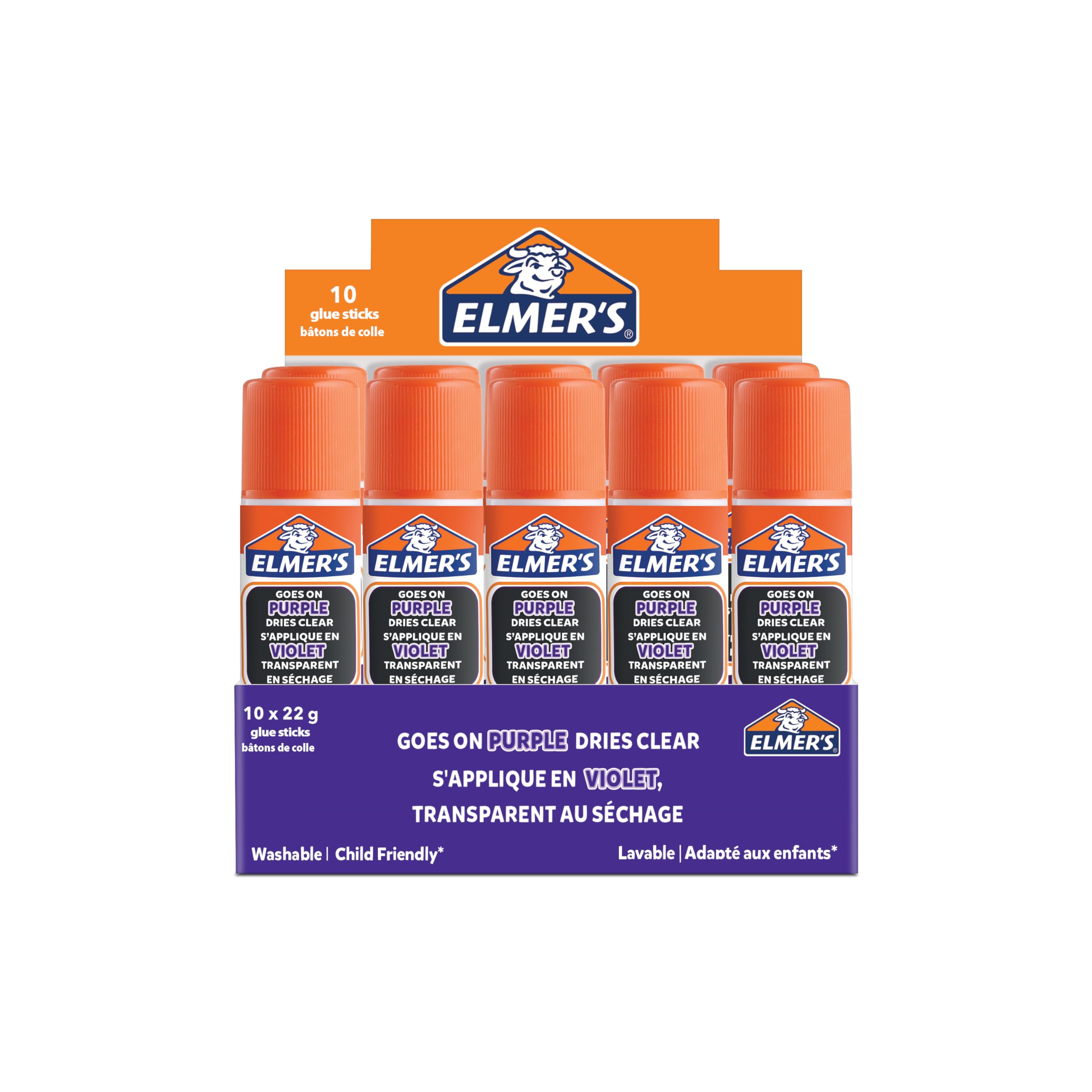 ELMER'S Disappearing Purple Glue Sticks - 22g, 10 Count | Dries Clear | Washable 1