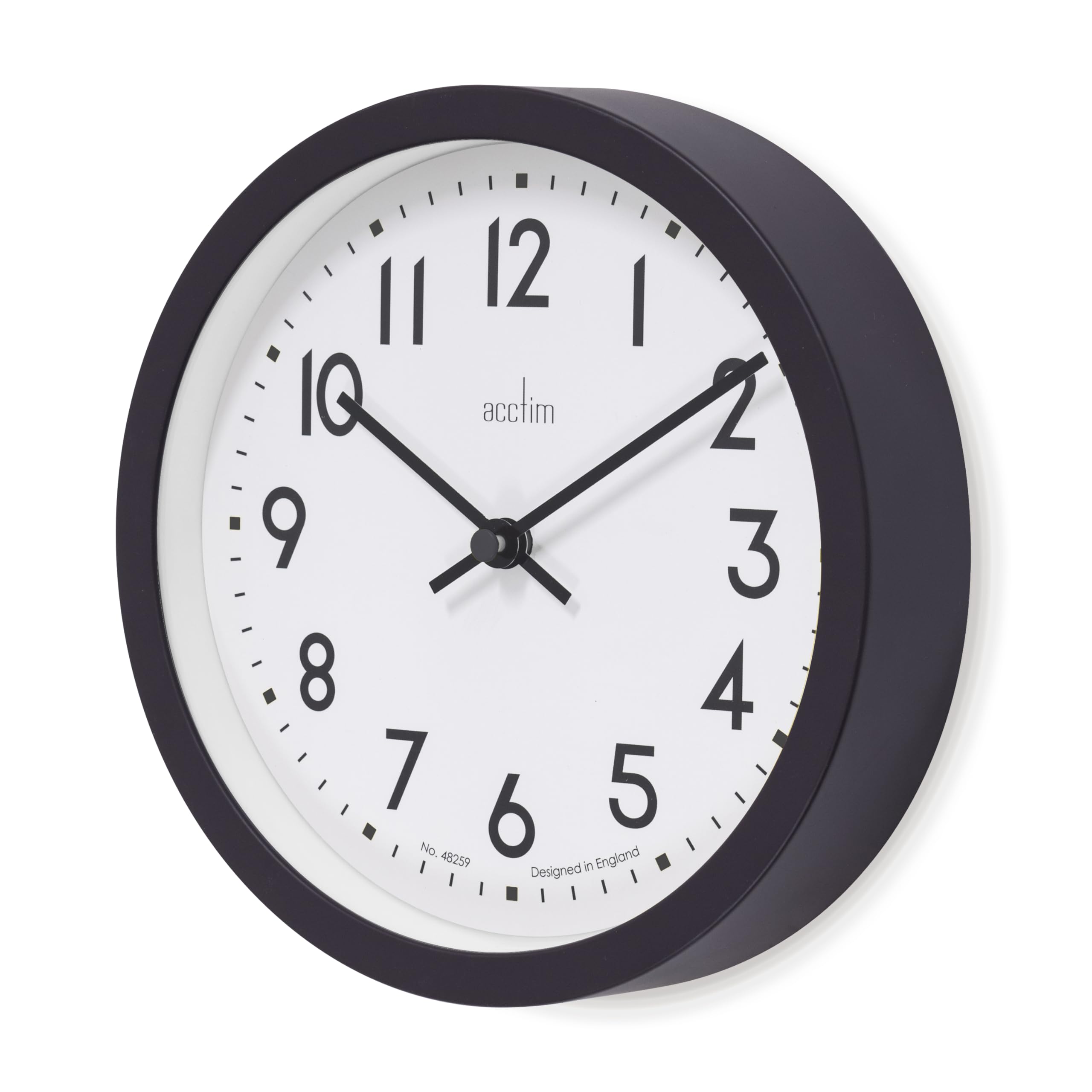 Acctim Elstow 22843 Wall Clock - 20cm Diameter | Retro Style | Soot Black Plastic 3
