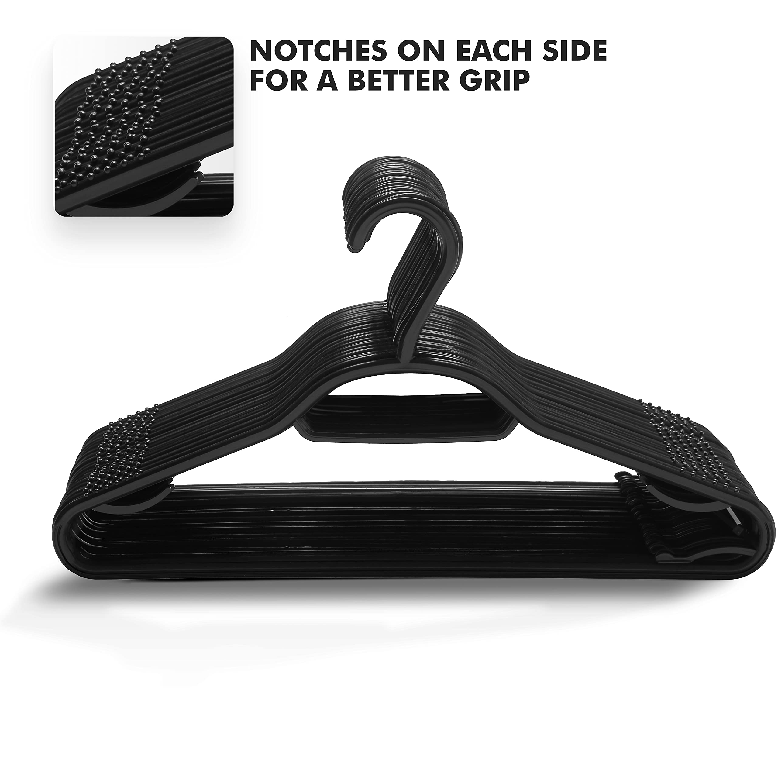 KEPLIN 30 Pack 5-in-1 Space Saving Plastic Coat Hangers | Supports up to 5kg 5