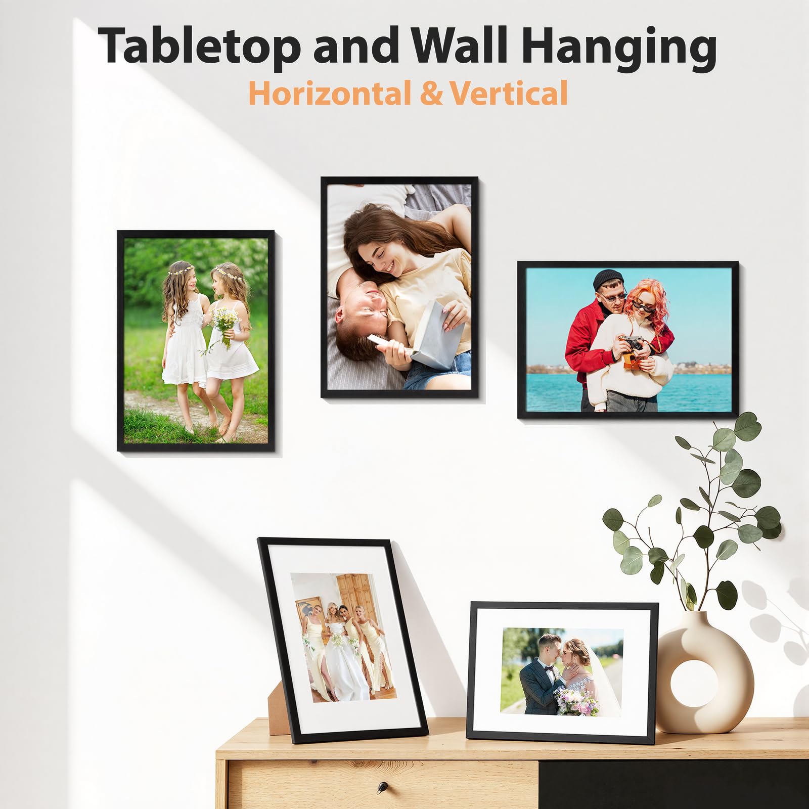 Alyvisun A4 Picture Frames (4 Pack) - Black Finish | Fits 14x20 cm Photos with Mat 4