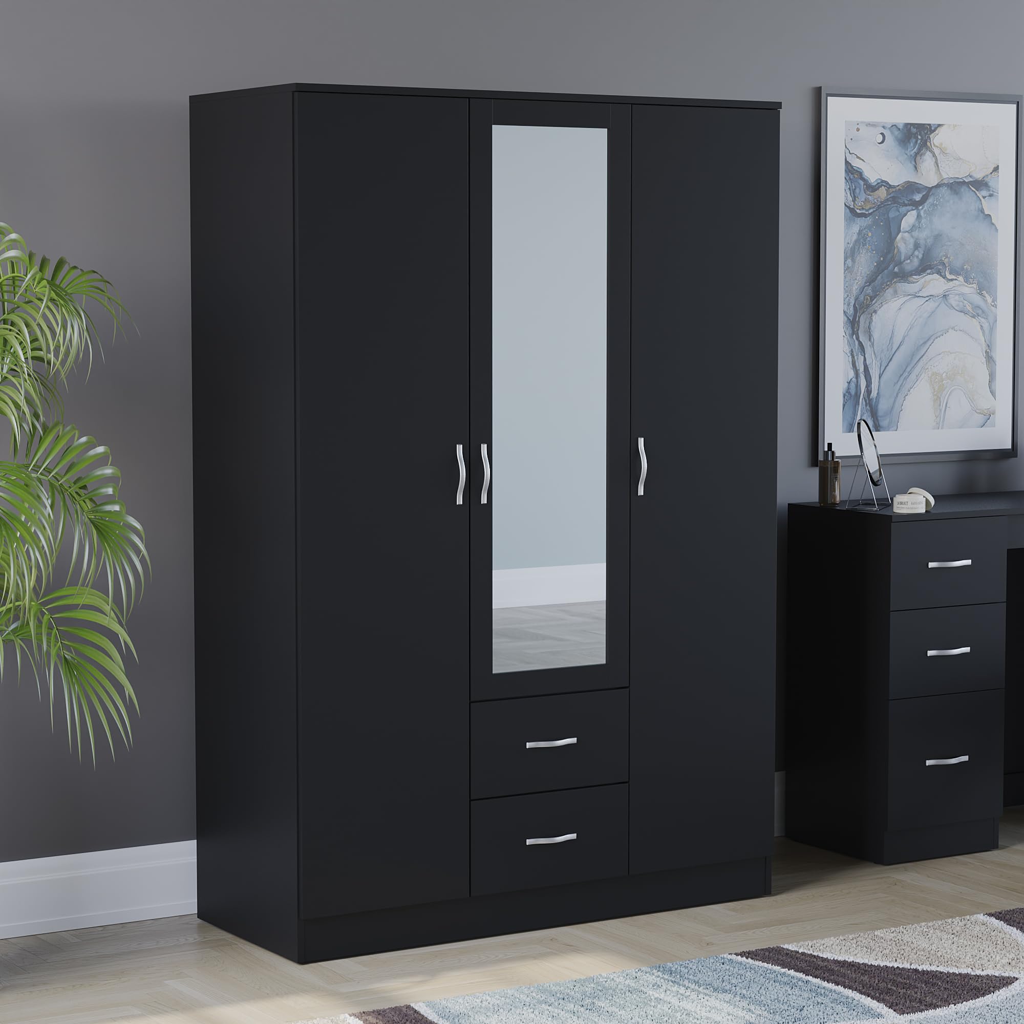 Vida Designs Riano Wardrobe - Engineered Wood Storage | H170 x W115.4 cm | Black 1
