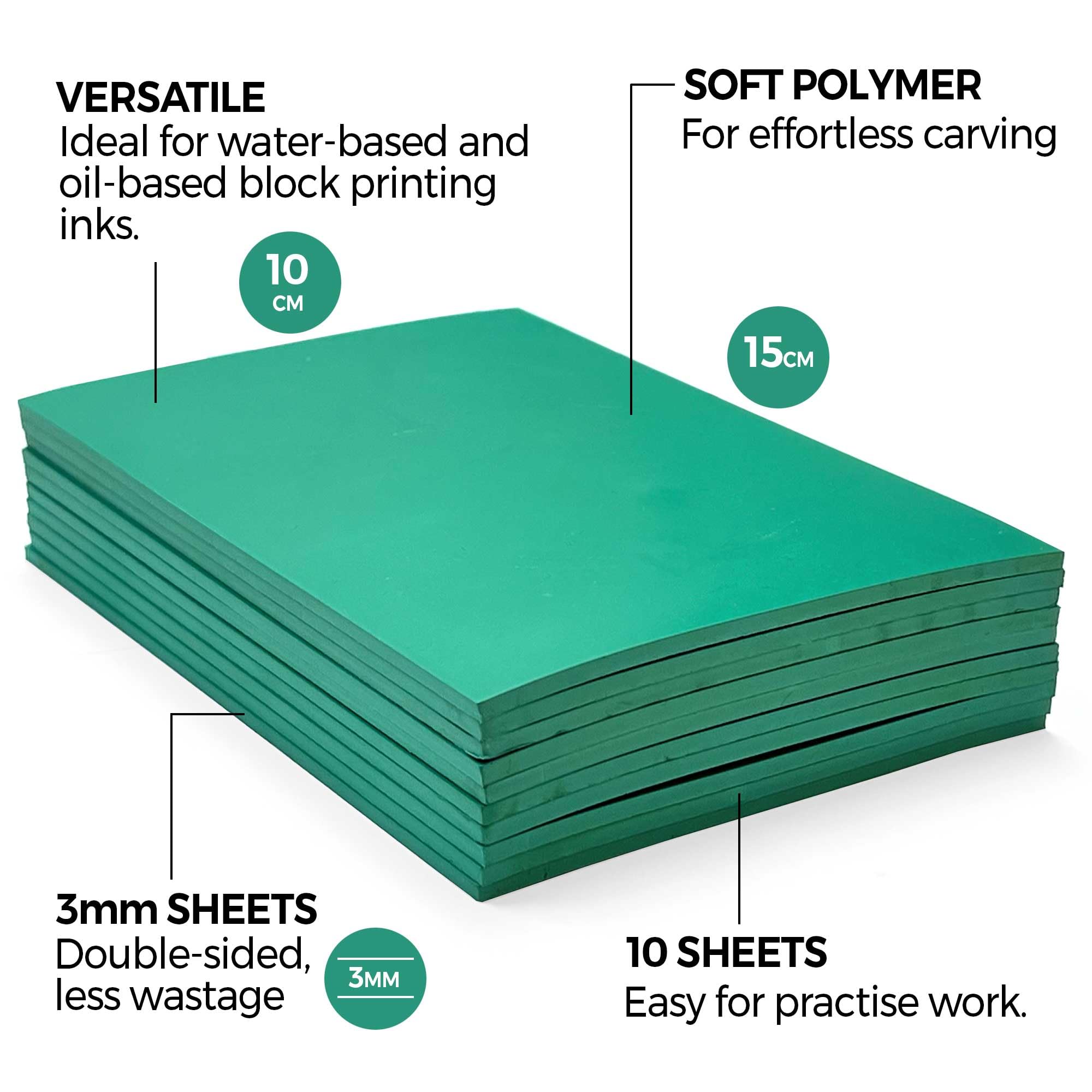 Zieler Lino Printing Block Sheets - Double-Sided Soft Polymer for Easy Carving | A6 Size (10 Pack) 2