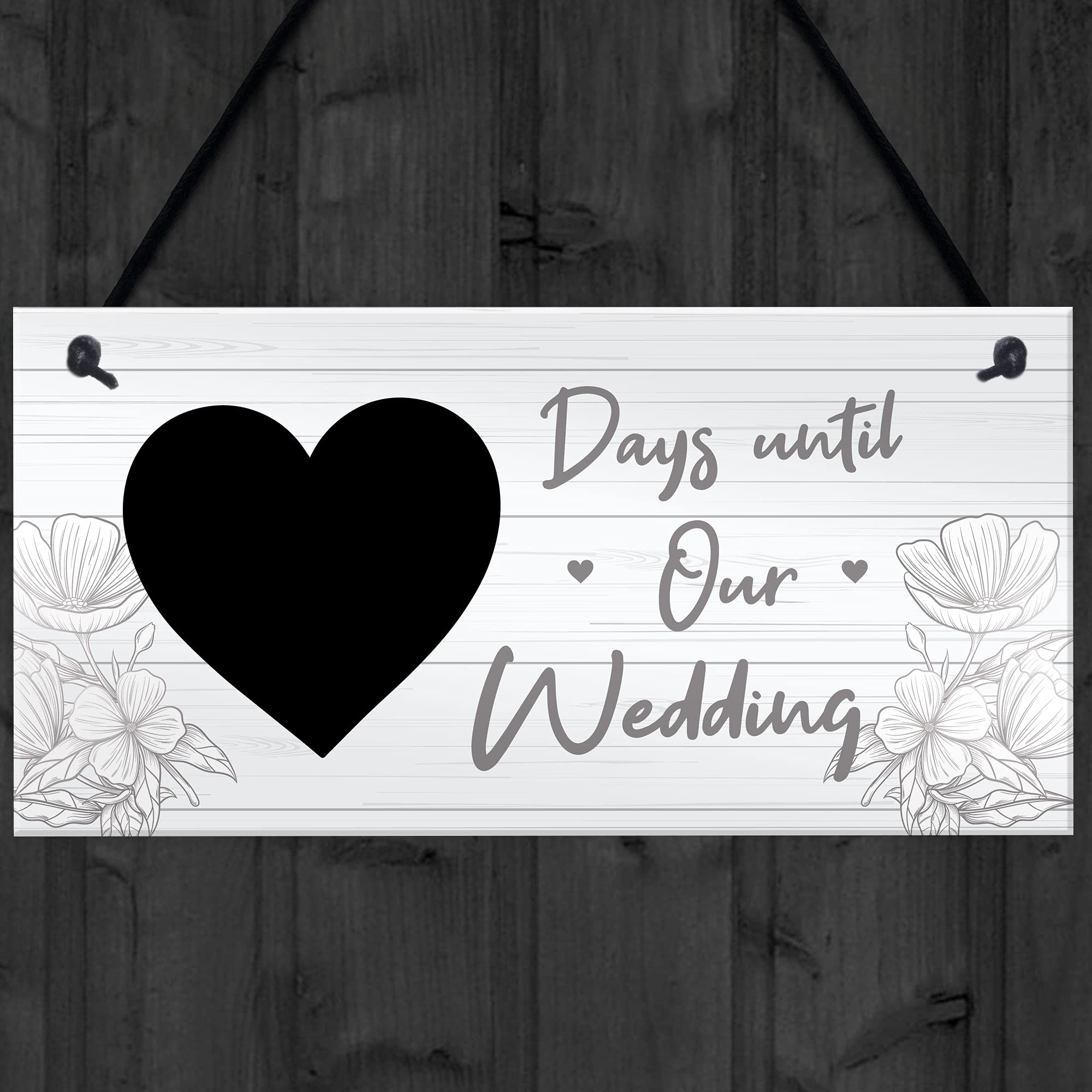 RED OCEAN Wedding Countdown Chalkboard Hanging Decor Sign | 20cm x 10cm PVC | Handmade in England 7