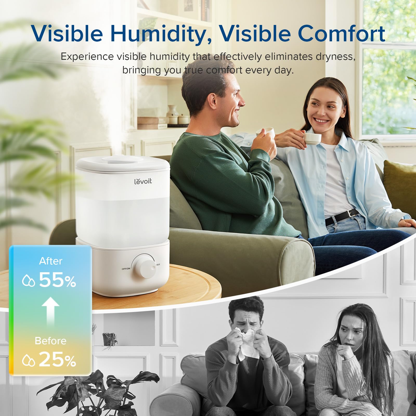 Levoit Classic 160 Cool Mist Humidifier - Ultra-Quiet 23dB | 2.5L Capacity | Easy Top-Fill 5