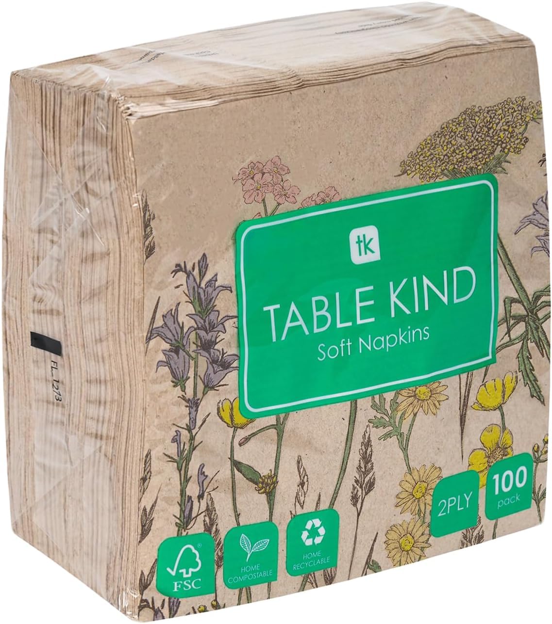 Talking Tables Table Kind Recycled Paper Napkins - 100 Pack, 2ply, 33cm Wildflower Floral 7