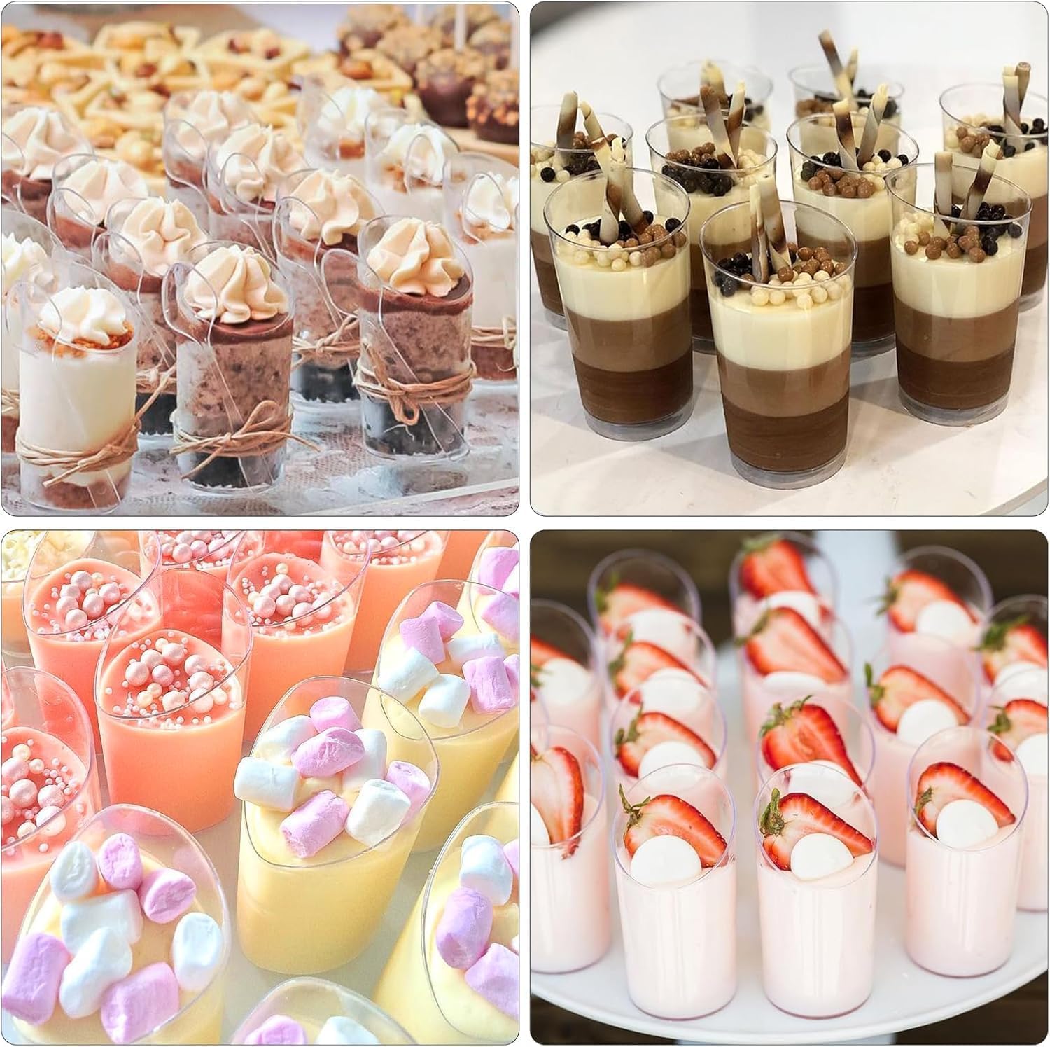 Woobroo 100 Pcs Mini Angled Dessert Cups - 2.5Oz/75ml Clear Reusable Bowls with Spoons 6