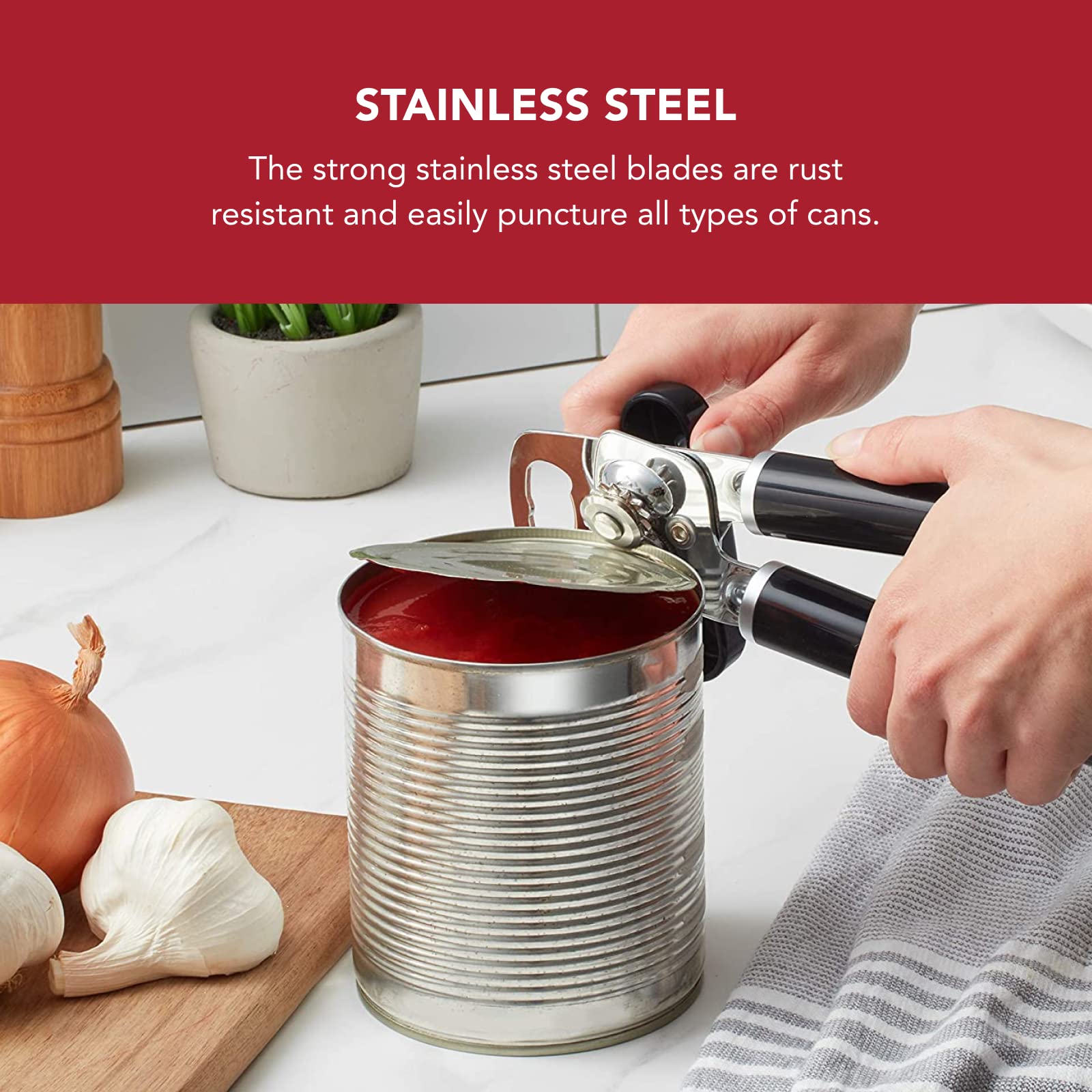 KitchenAid Classic Multifunction Can Opener/Bottle Opener - Stainless Steel Construction | Black 3
