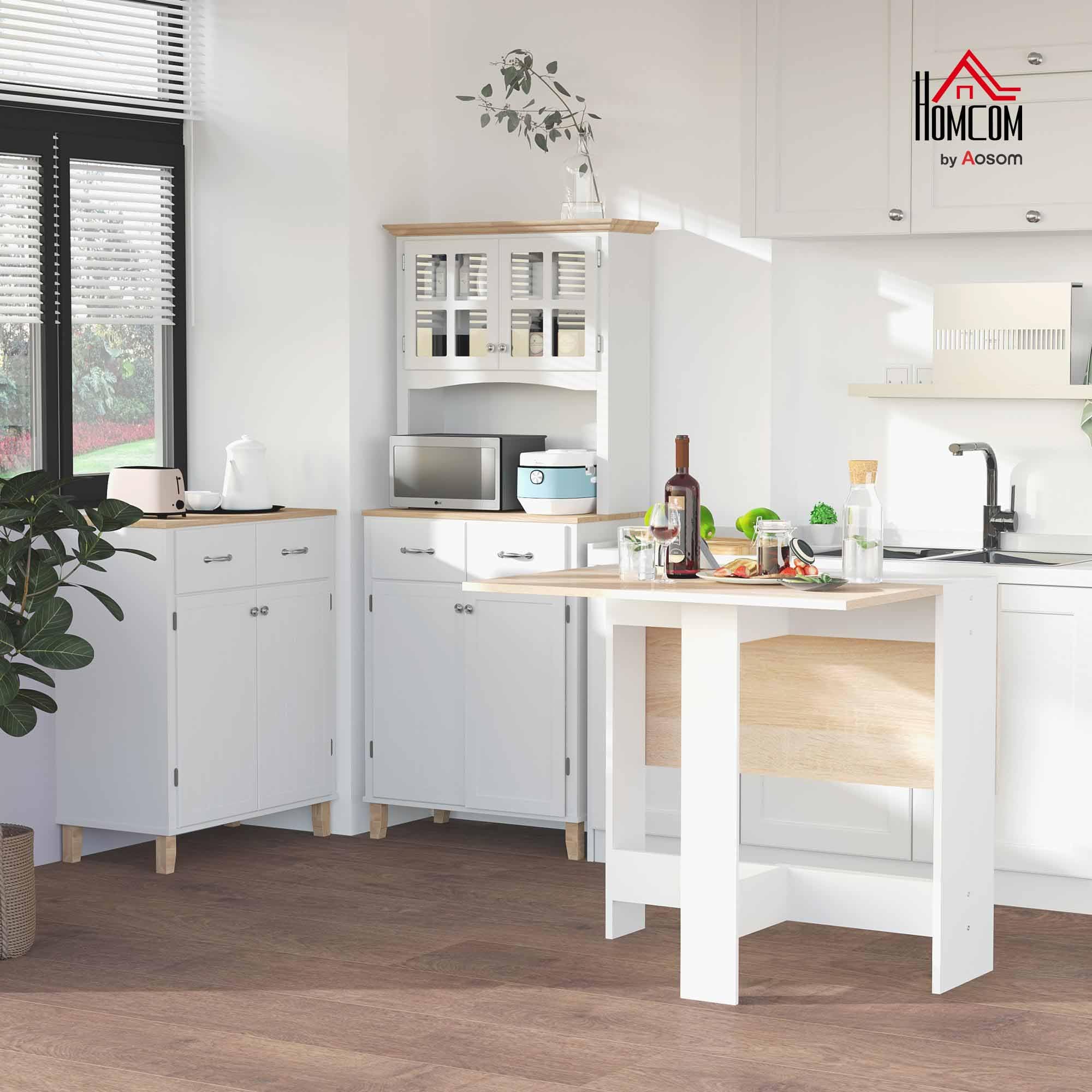 HOMCOM Folding Dining Table - Space-Saving Drop Leaf for 4-6 People | MDF | White