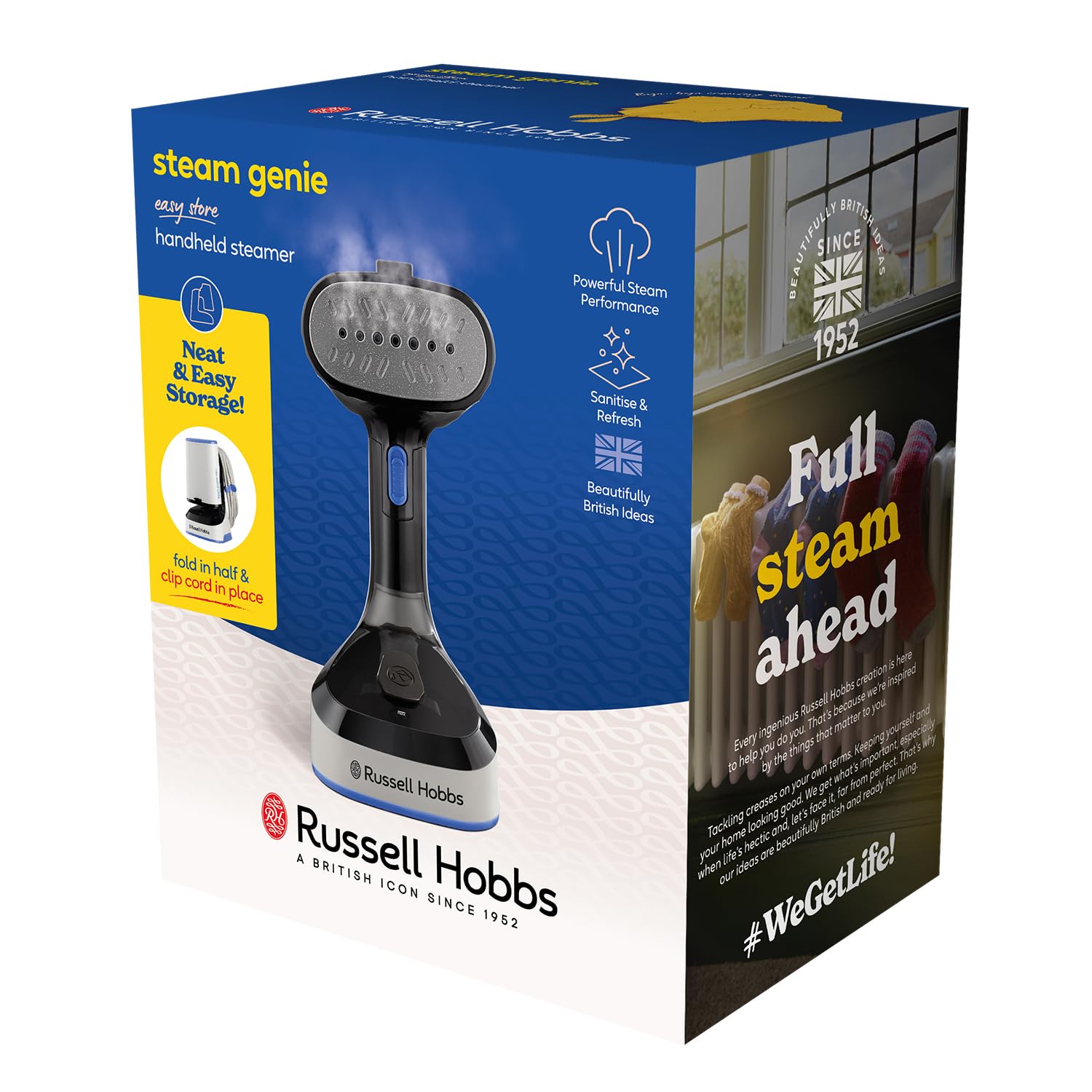 Russell Hobbs Steam Genie Easy Store Handheld Clothes Steamer - 1500W Power | 45s Heat Up | 150ml Tank 8