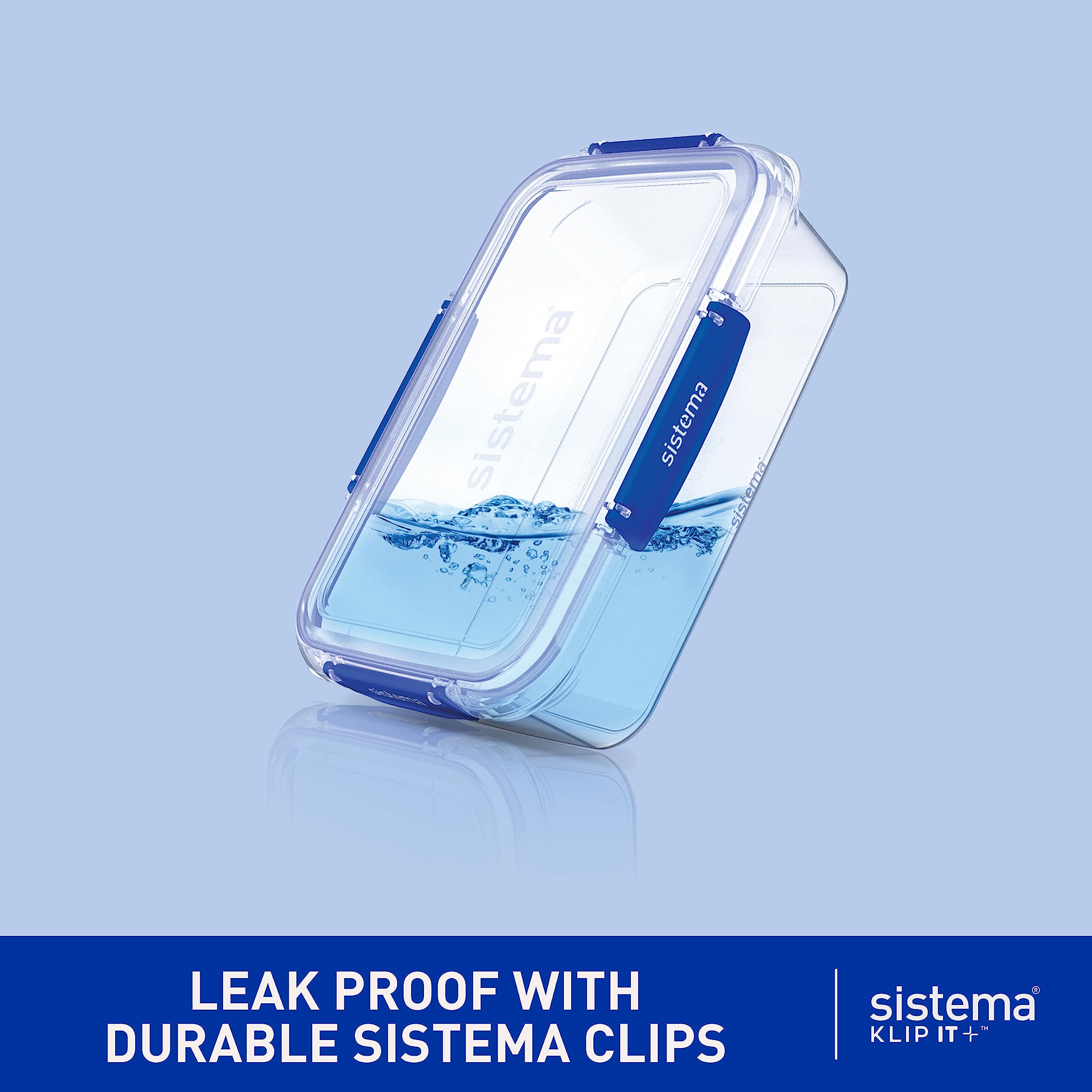 Sistema KLIP IT PLUS Leakproof Food Storage Containers - 2.2 L, 1 L, 400 ml | Airtight & Stackable | 6 Count