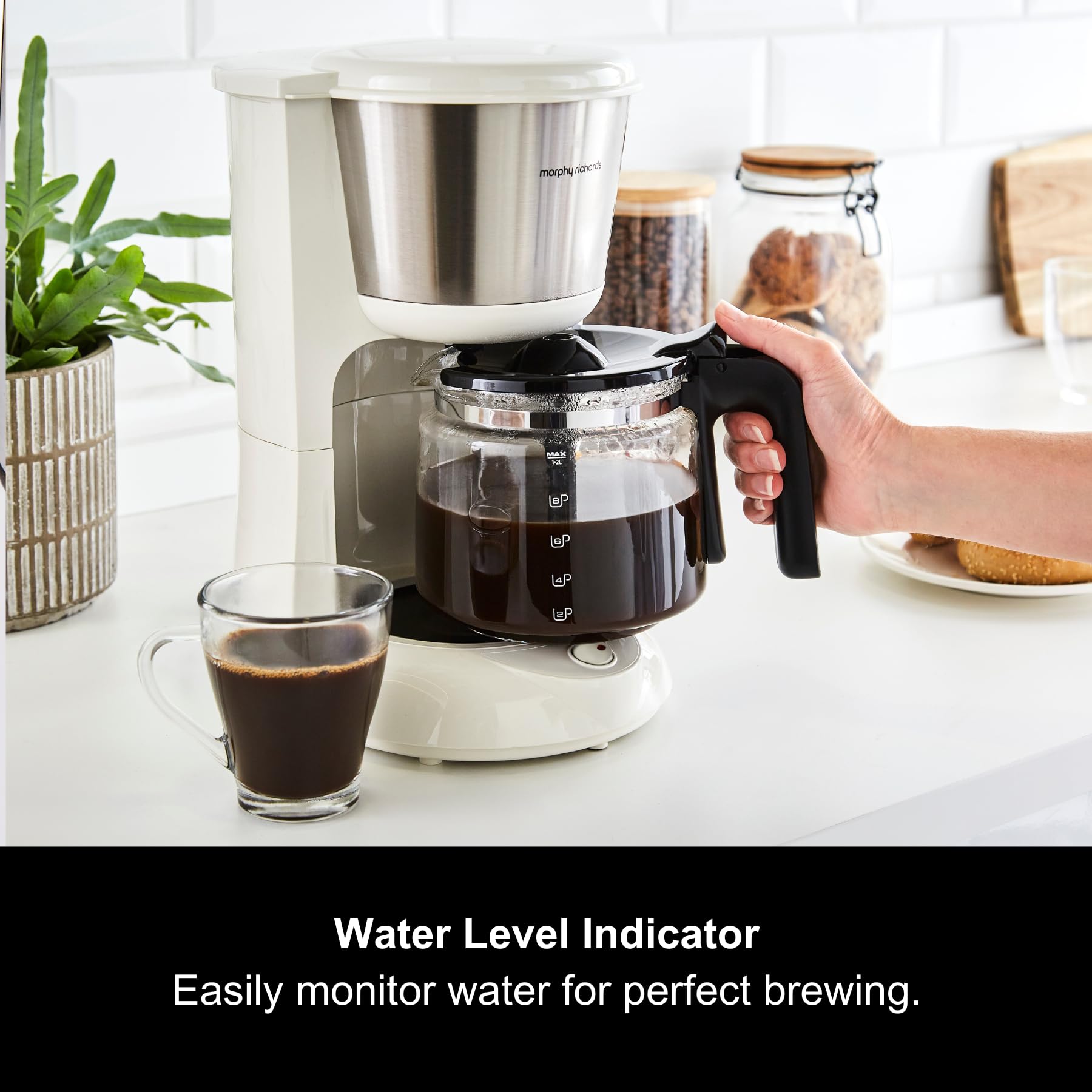Morphy Richards Equip Filter Coffee Machine - 10 Cup, Pour Over Technology, Fast Brew | Cream/Stainless Steel 5