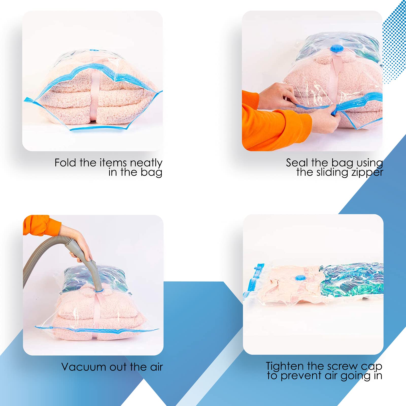 KEPLIN Vacuum Storage Bags - Space Saving for Clothes & Bedding | Double Zip Seal | 6 Pack Medium (50cm x 70 cm) 3