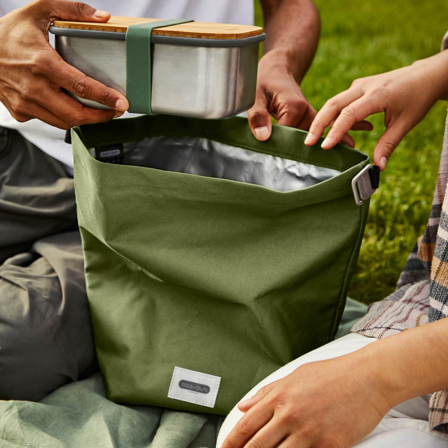 BLACK + BLUM Insulated Lunch Bag 6.7L Recycled Roll Top Cool Bag | Leak Proof | Moss Color 5