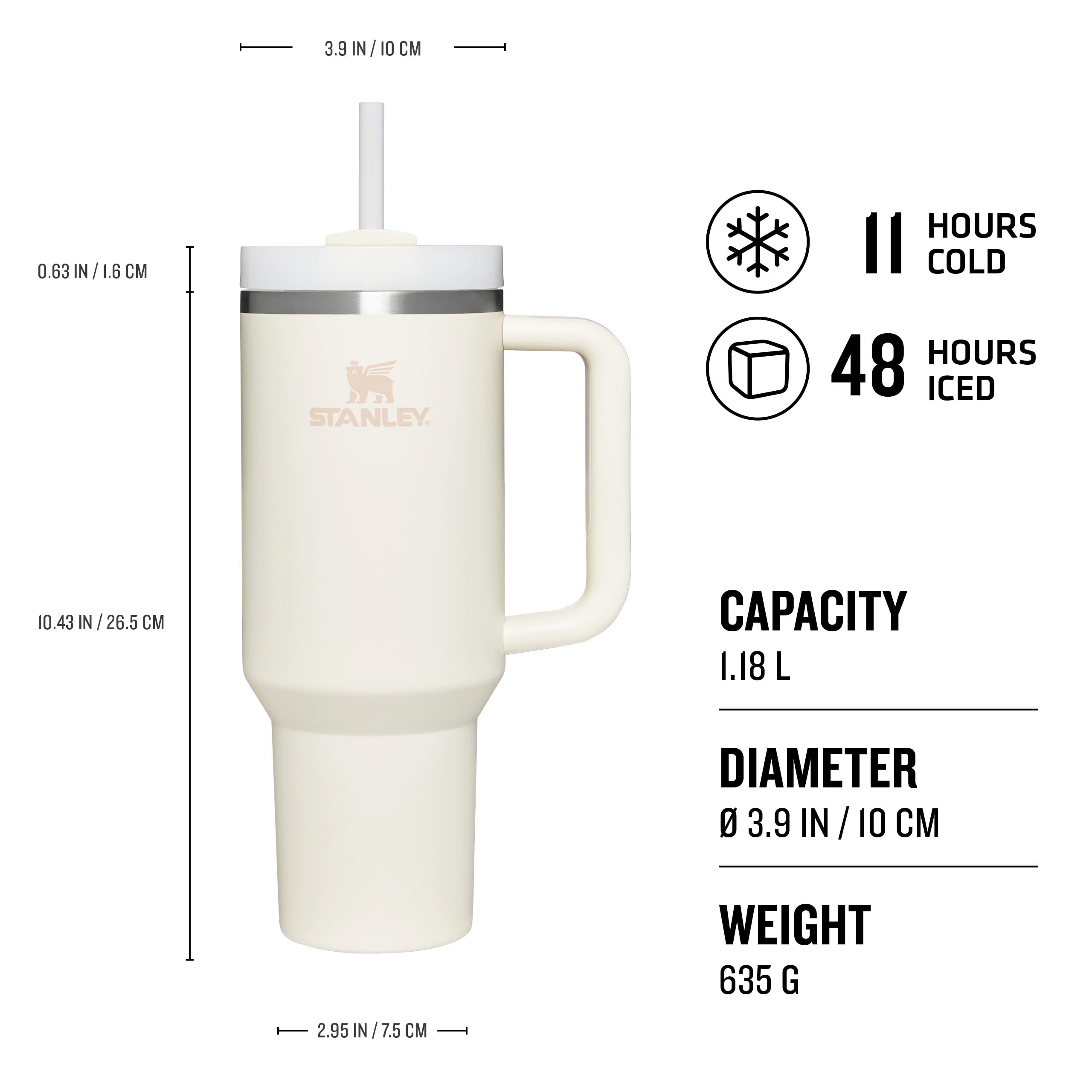 STANLEY 1913 Quencher H2.0 Flowstate Tumbler 1.2L | Cold 11 Hrs, Iced 48 Hrs | Recycled Steel | Cream