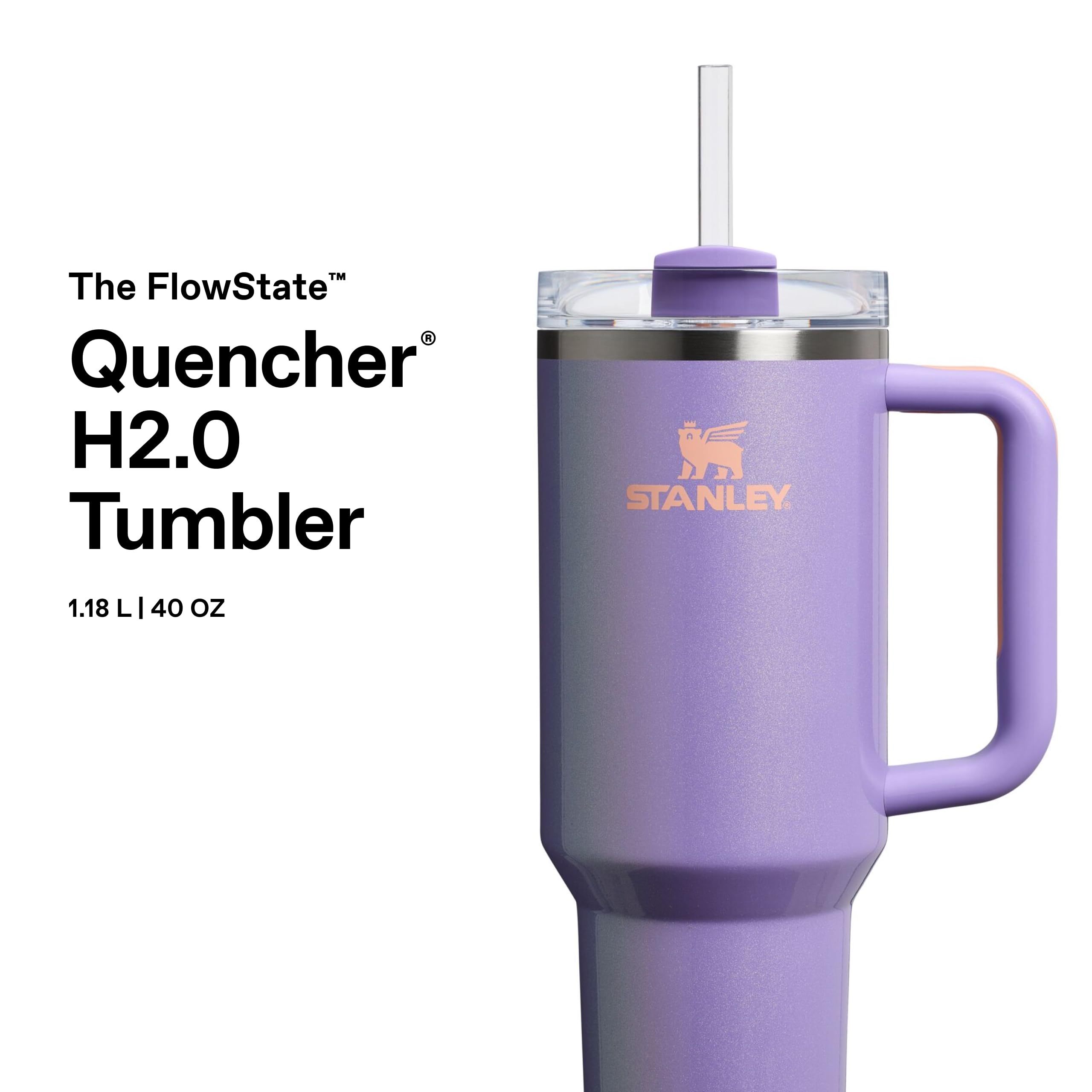 STANLEY Quencher H2.0 Flowstate Tumbler 1.2L - 11 Hours Cold | 2 Days Iced | Periwinkle Shimmer 3