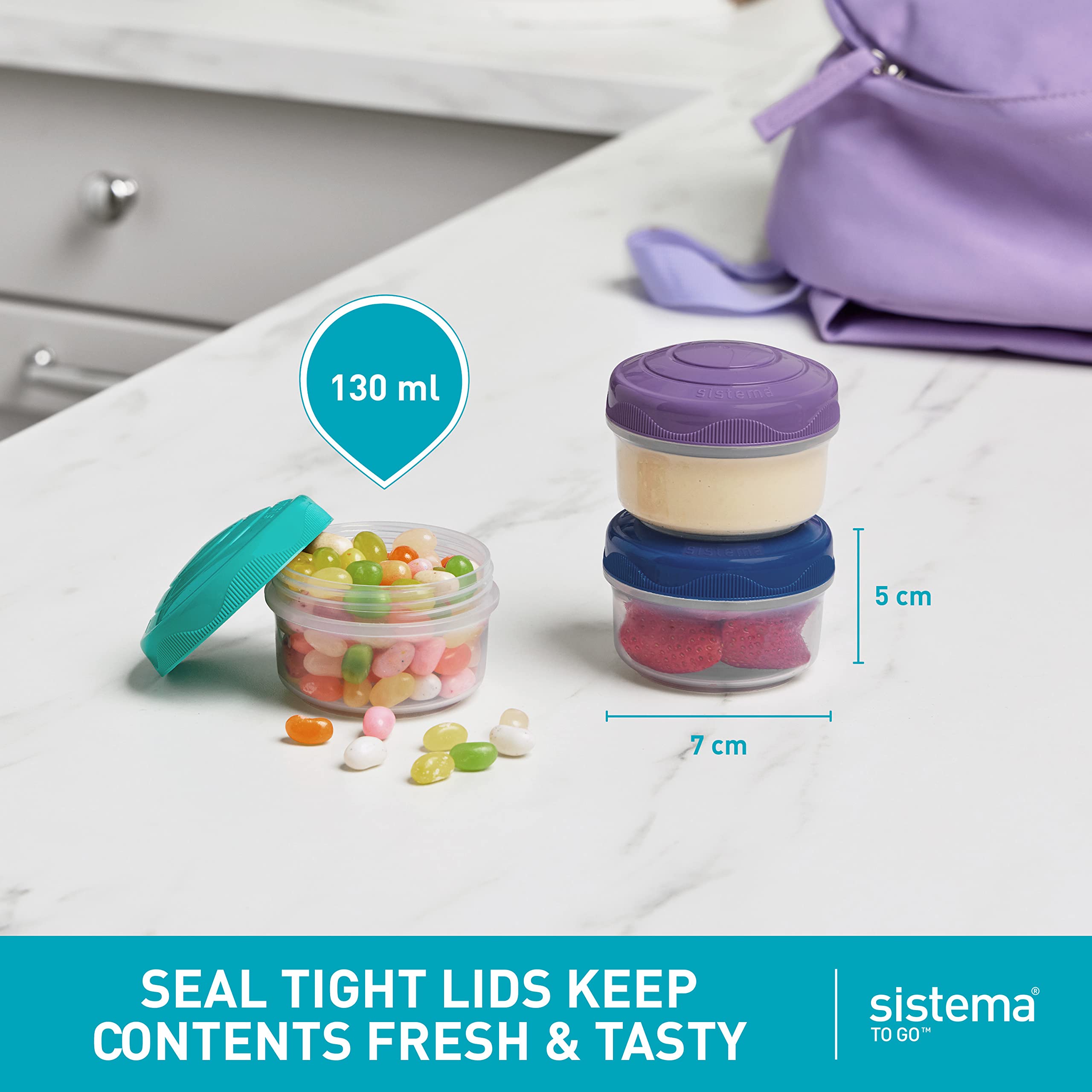 Sistema TO GO Mini Bites Snack Pots - Airtight & Stackable Food Storage | 130 ml 3