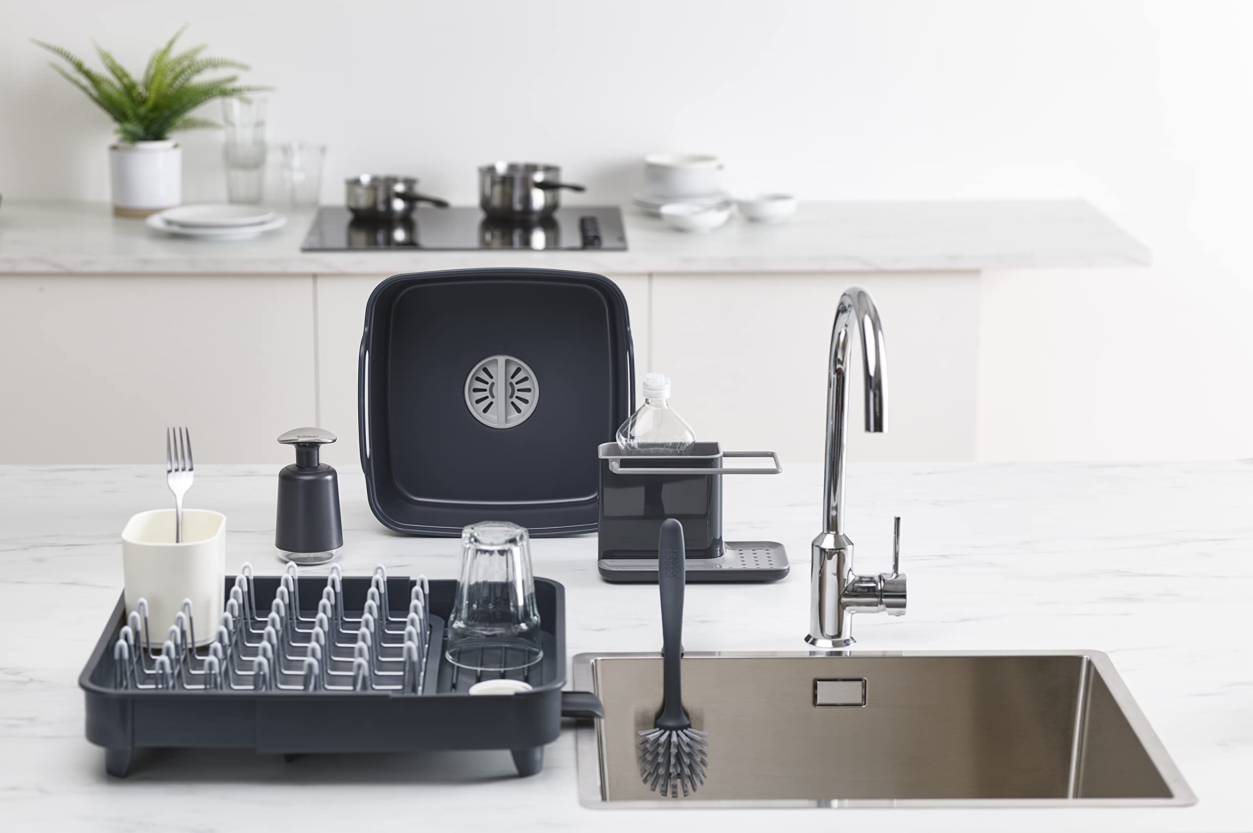 Joseph Joseph Caddy Sink Area Organiser - Grey | Sponge Holder & Cloth Rail | Plastic 2