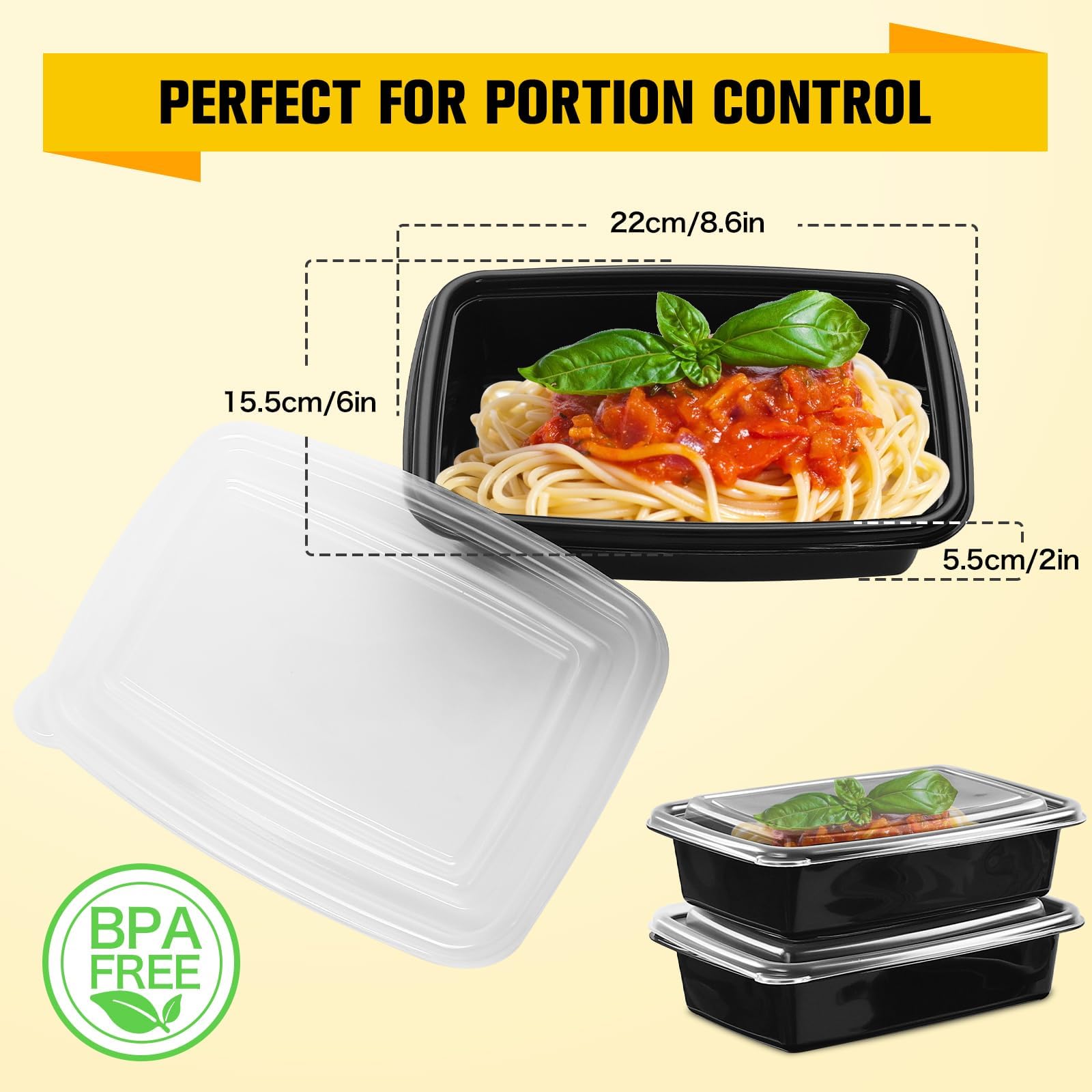 Rainberg 20PK Meal Prep Containers Reusable, BPA Free Food Storage Containers with Lids, 28oz 5