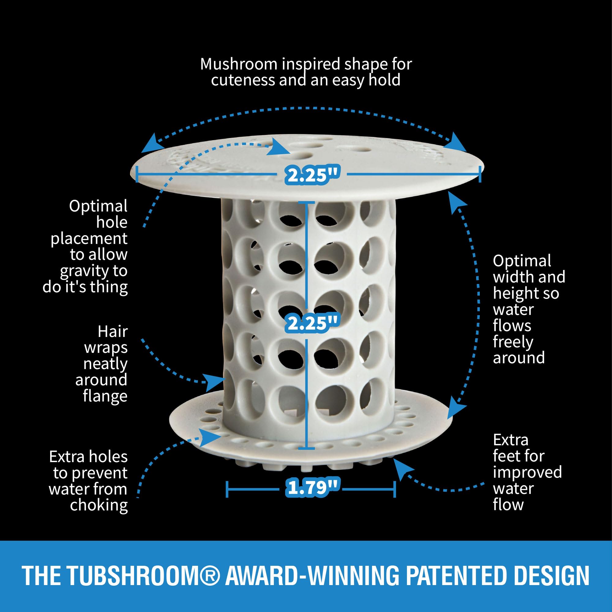 TubShroom Silicone Tub Drain Protector Hair Catcher Strainer Snare | Fits Standard 1.5 Inch Drains | Grey 3