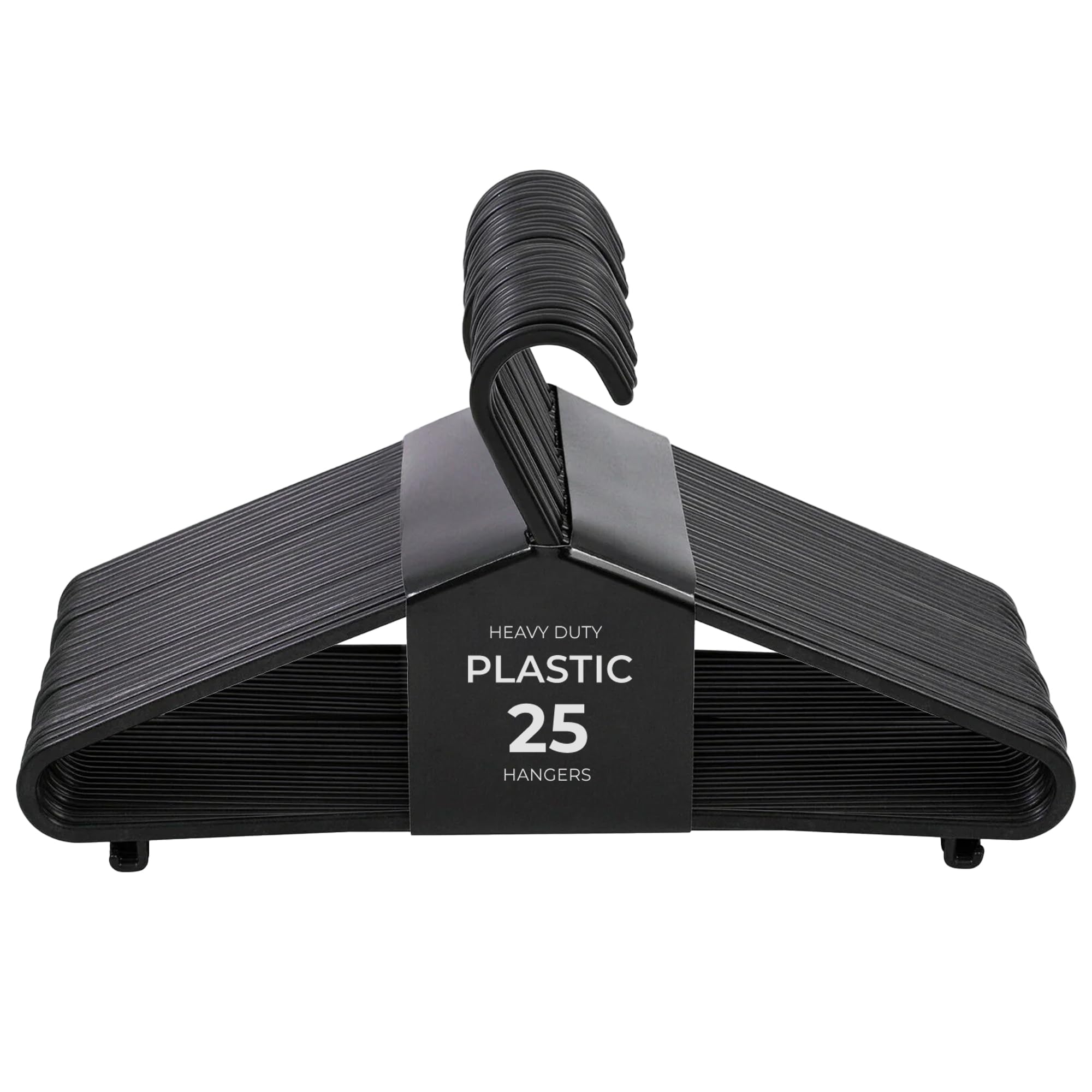 Roe Tenpo Plastic Coat Hangers - 25 Pack Black | Durable, Non-Slip, Space Saving
