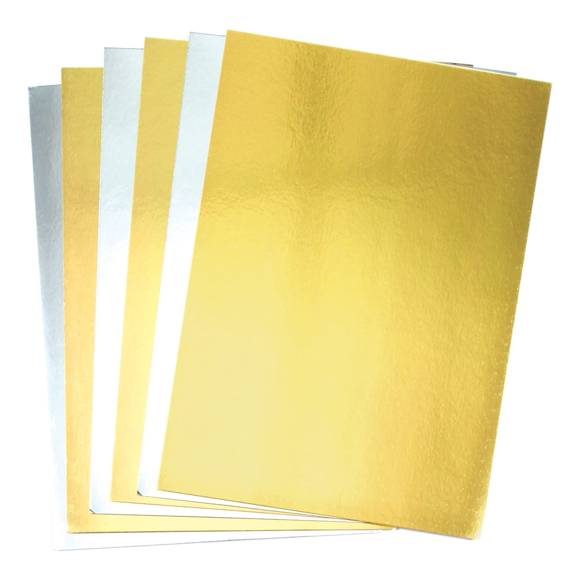 Baker Ross Metallic Card Stock - A4 Gold & Silver 250gsm Craft Paper | Pack of 20 1