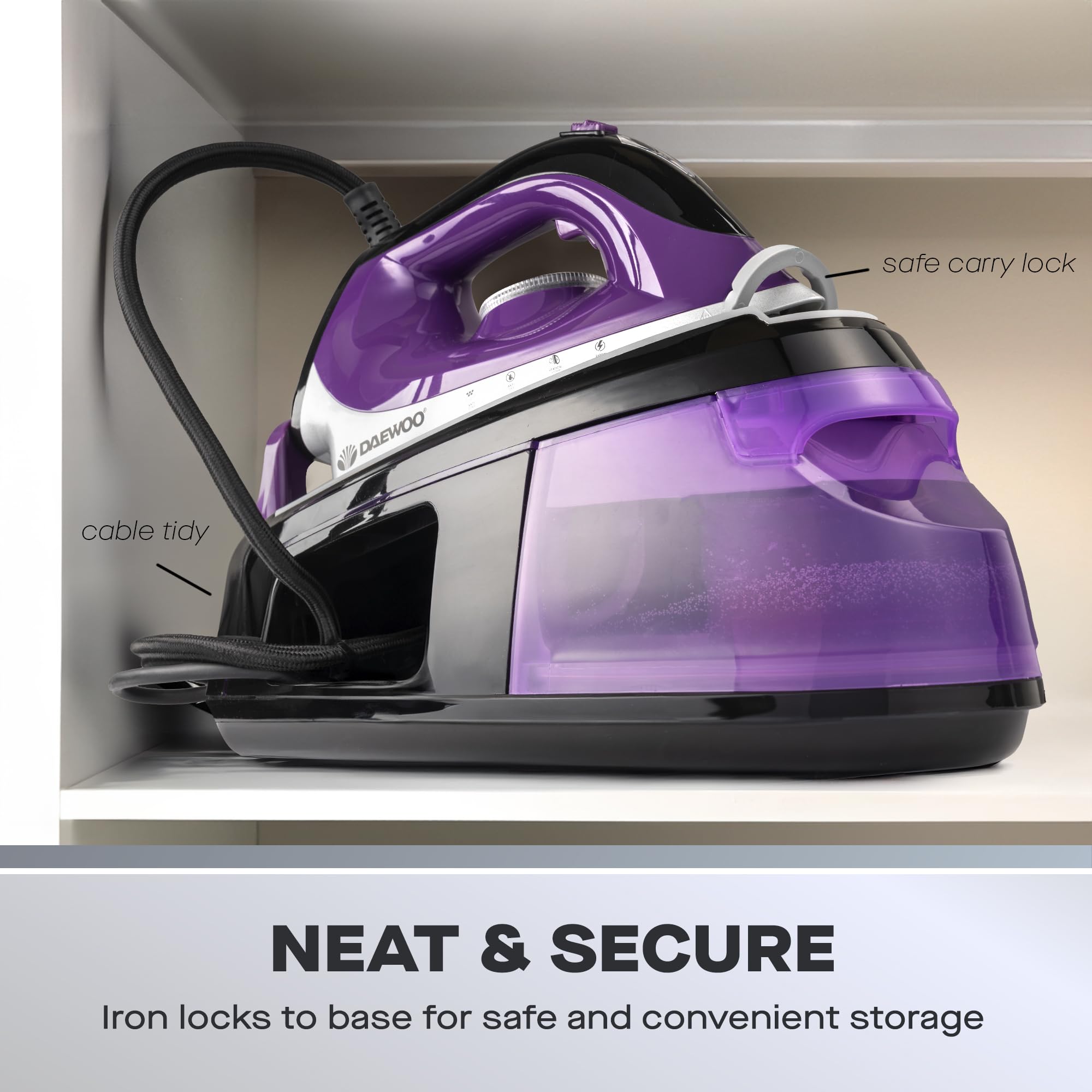 Daewoo 2400W Steam Station Iron with 1.2L Detachable Tank | Ceramic Soleplate | Continuous Steam 5