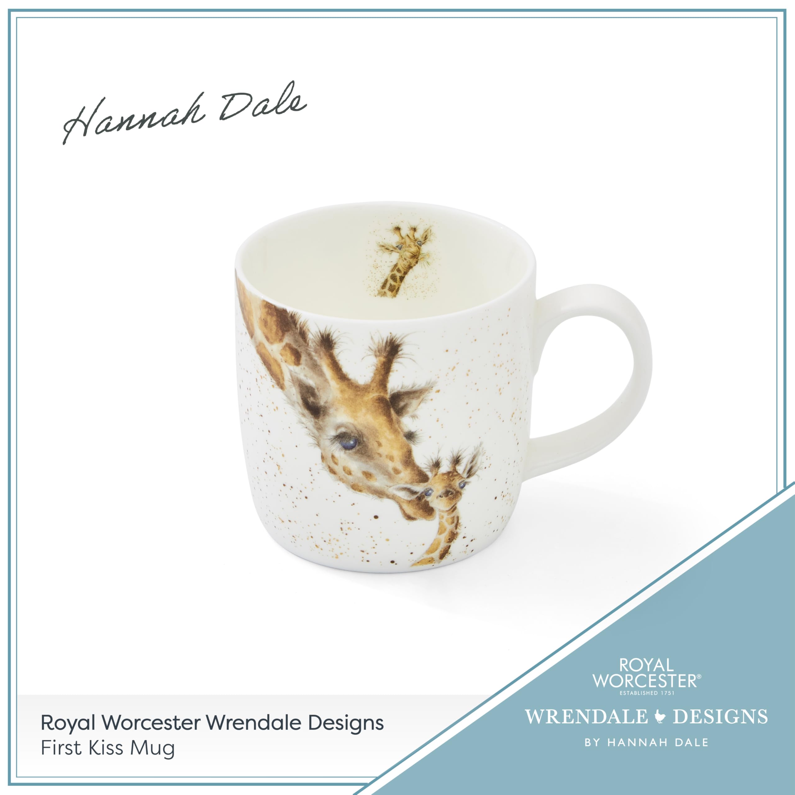 Royal Worcester Wrendale Designs First Kiss Giraffe Coffee Mug | Fine Bone China | 310ml 6