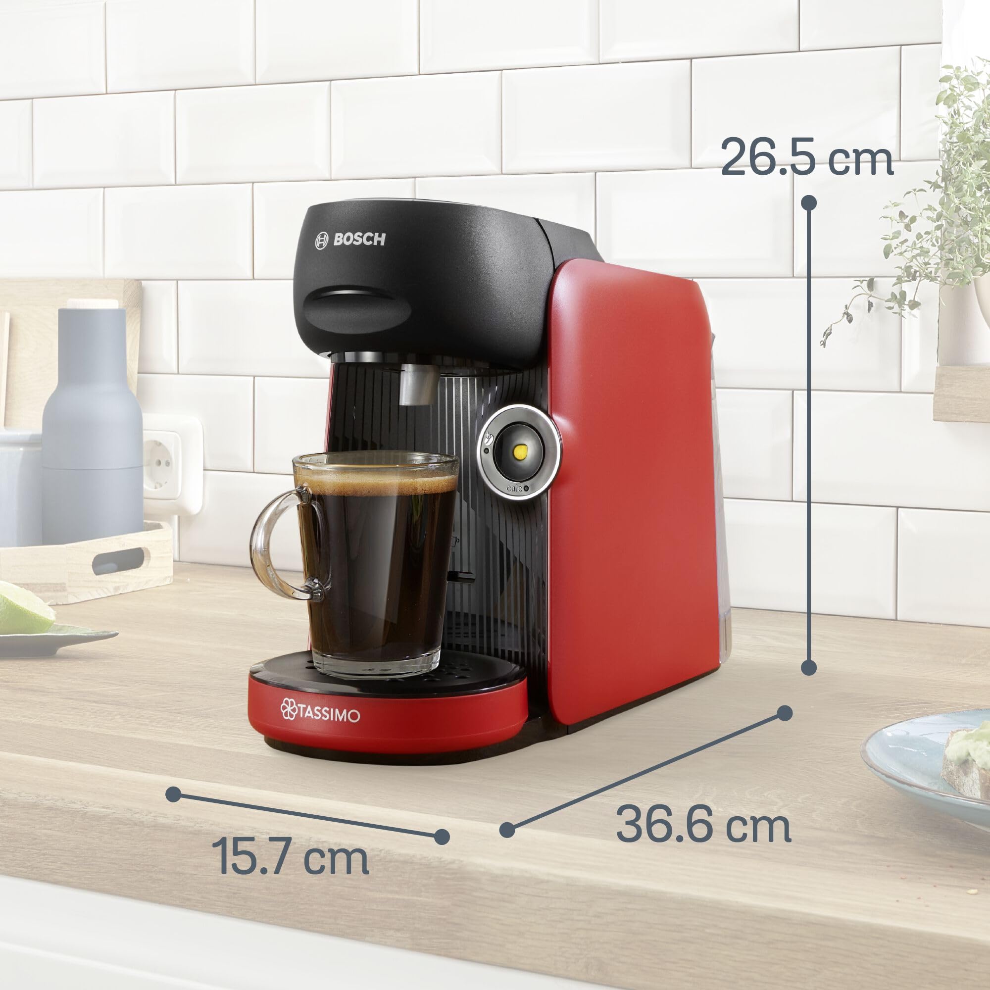 Tassimo by Bosch Finesse Friendly Single Serve Coffee Machine - Red | TAS163EGB | One-Touch 11