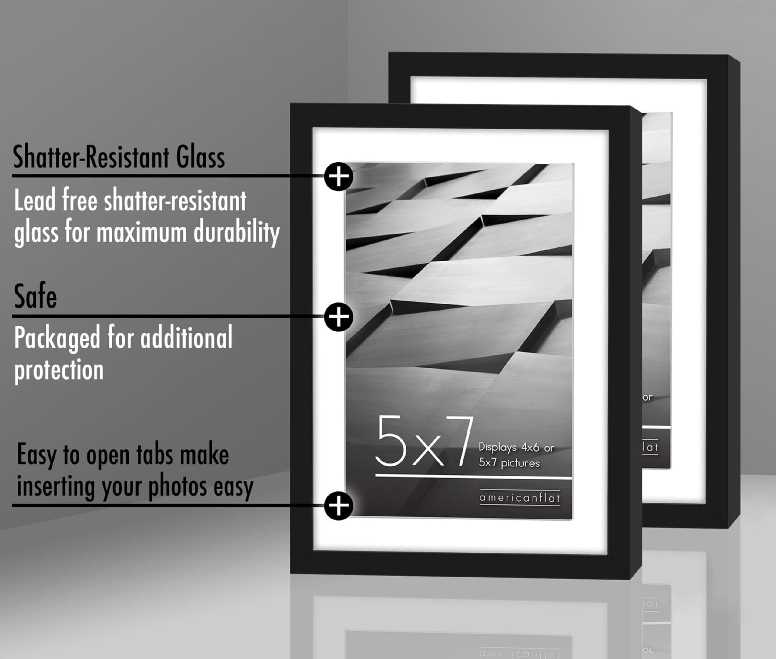 Americanflat Set of 2 Black 5x7 Photo Frames - Thin Border Wall & Tabletop Display 4