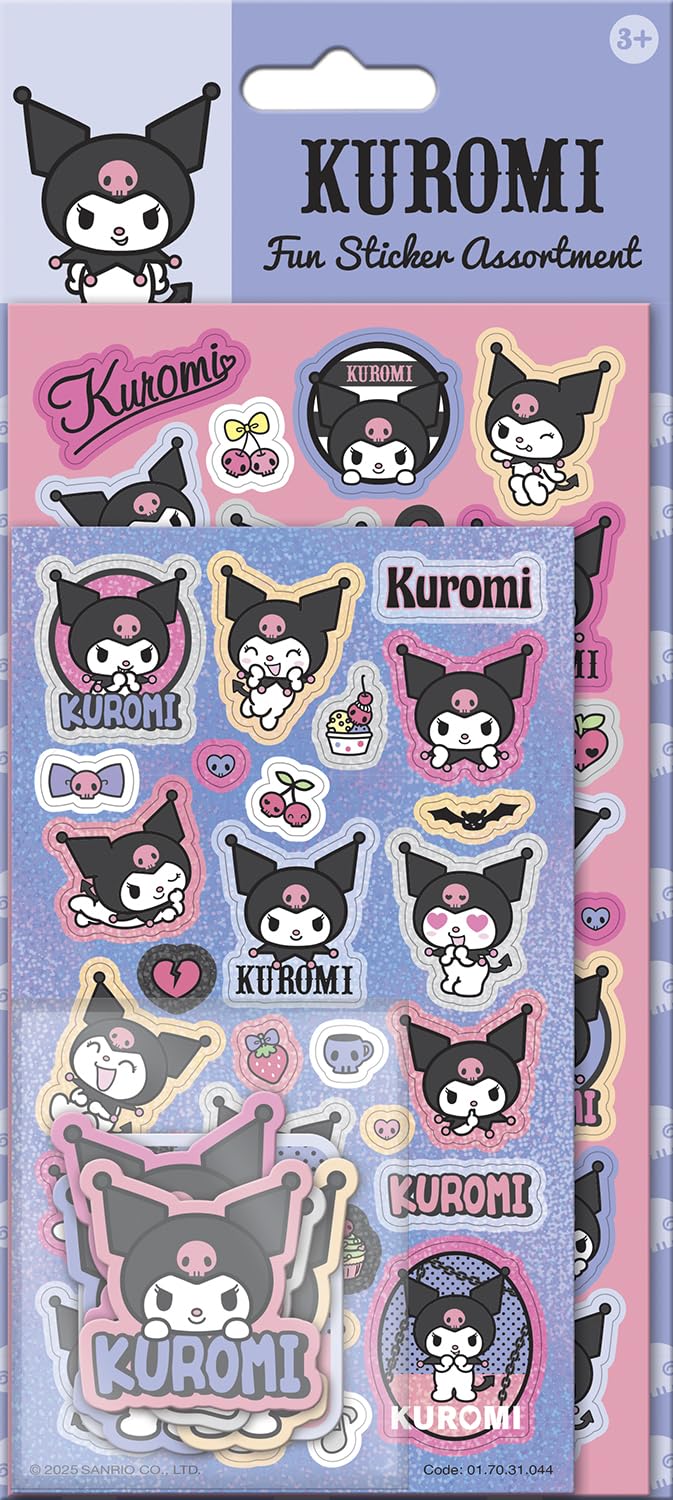 Paper Projects Hello Kitty Kuromi Sticker Assortment Pack | 3 Sticker Types | 60 Pieces