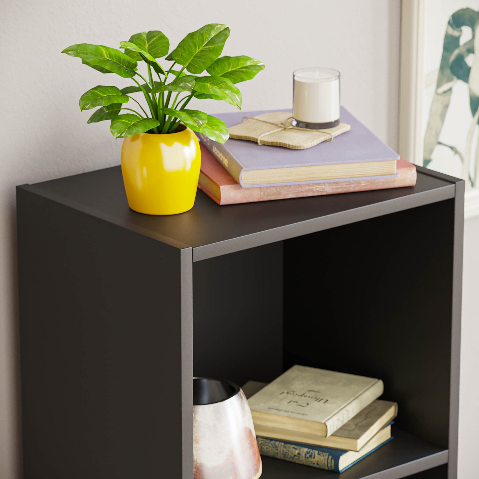 Vida Designs Oxford 4 Tier Cube Bookcase - Sturdy Wood Construction | Black | H 106 x W 32 x D 24 Cm 4