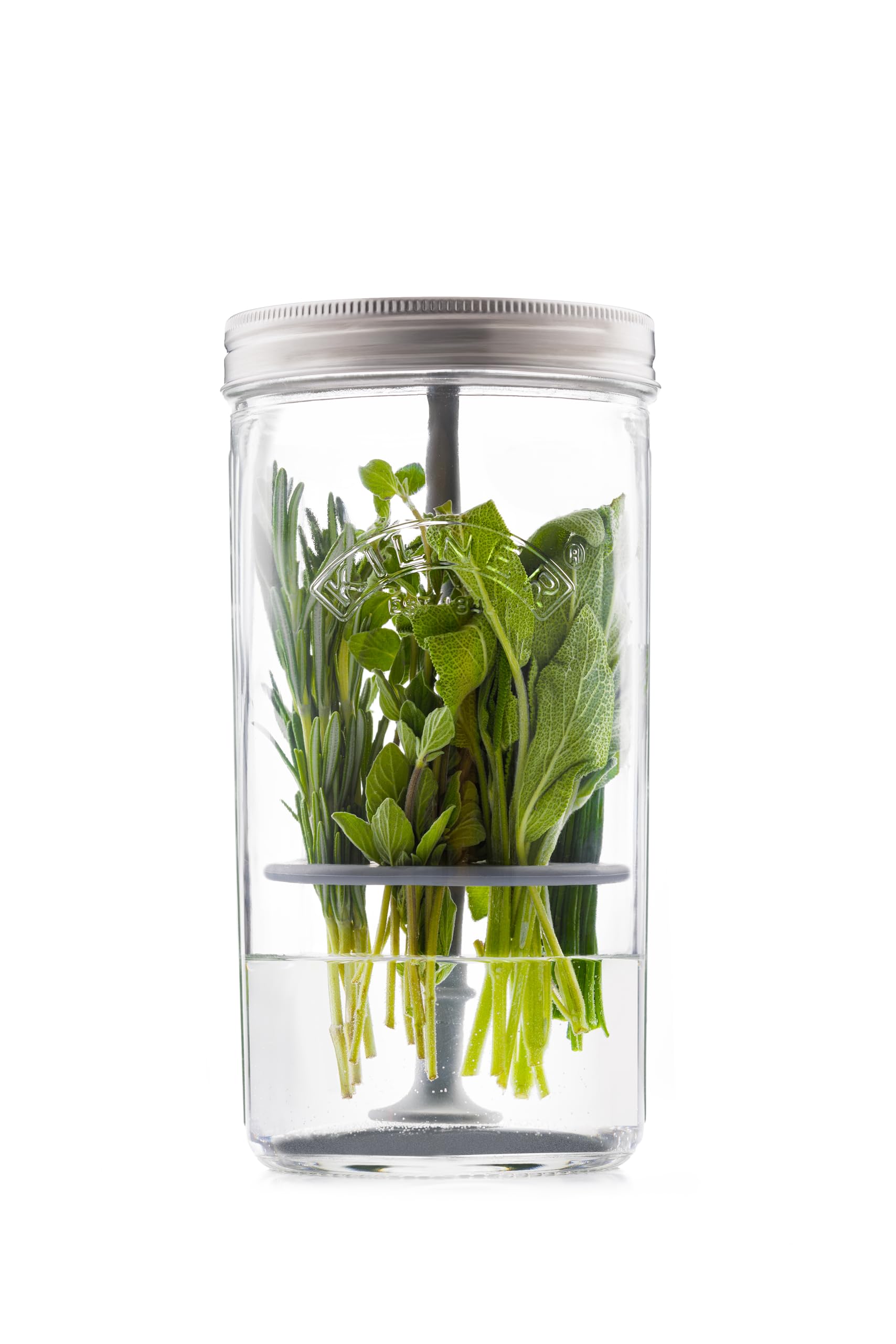 Kilner Herb Keeper Set - Keeps Herbs Fresh Up to 3 Weeks | 1L Wide Mouth Jar with Stainless Steel Lid 1