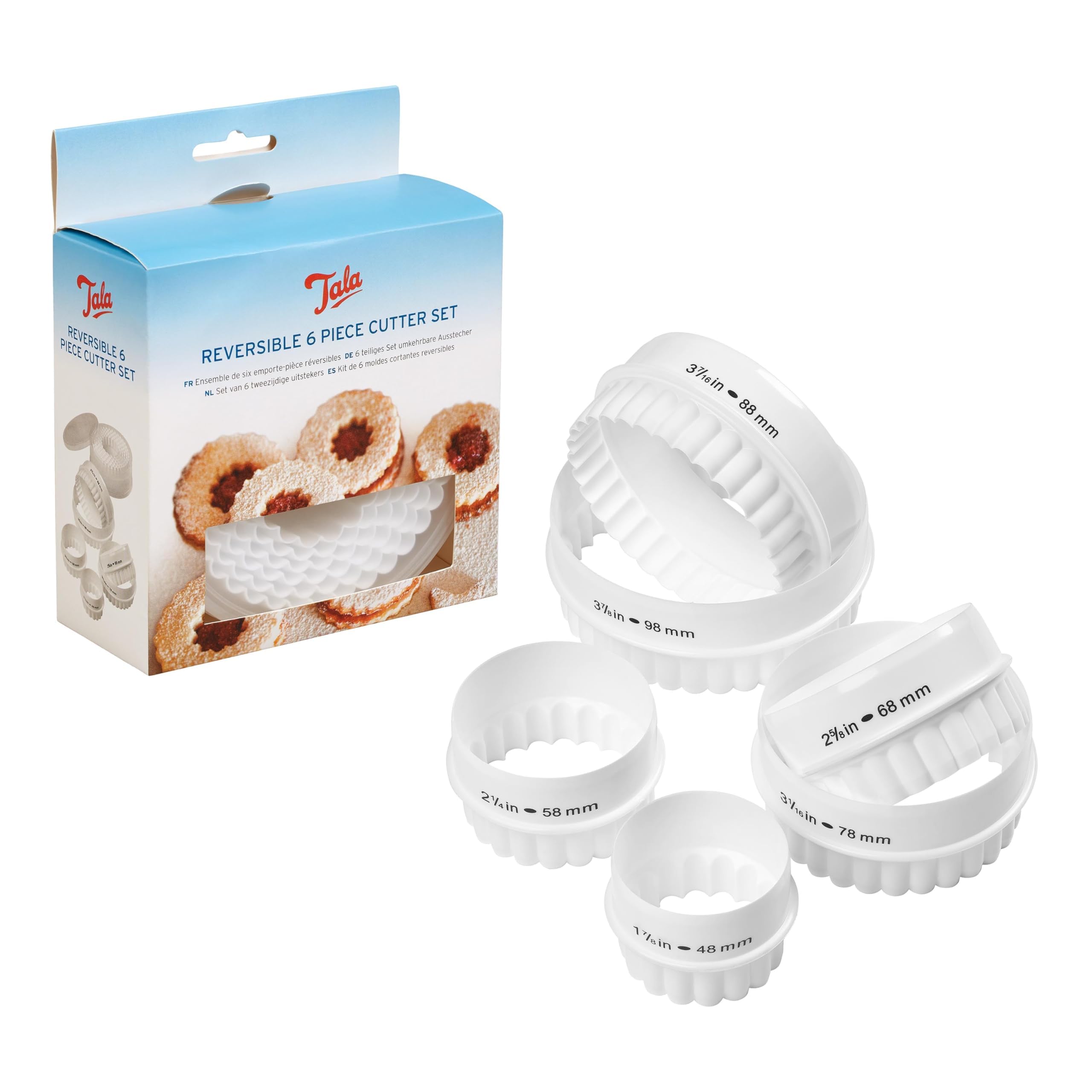 Tala Plastic Cookie Cutters Set of 6 | Reversible Smooth & Crinkle Edges | Dishwasher Safe 5