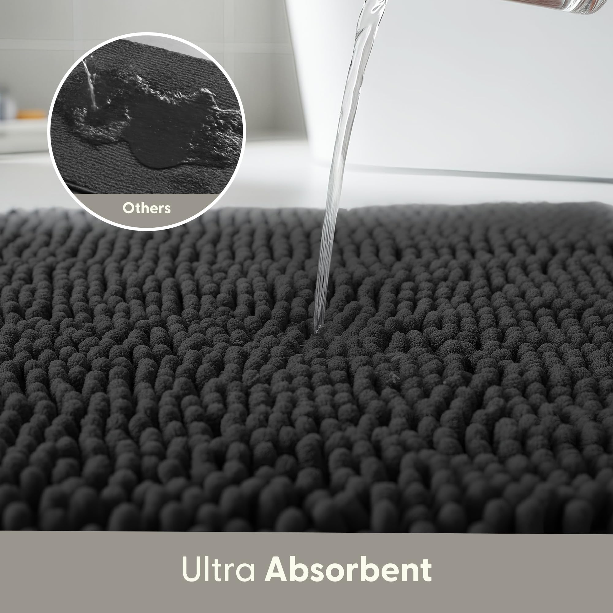 KEPLIN Microfibre Bath Mat - Non-Slip, Water Absorbent, Machine Washable | 40x60cm Black 4