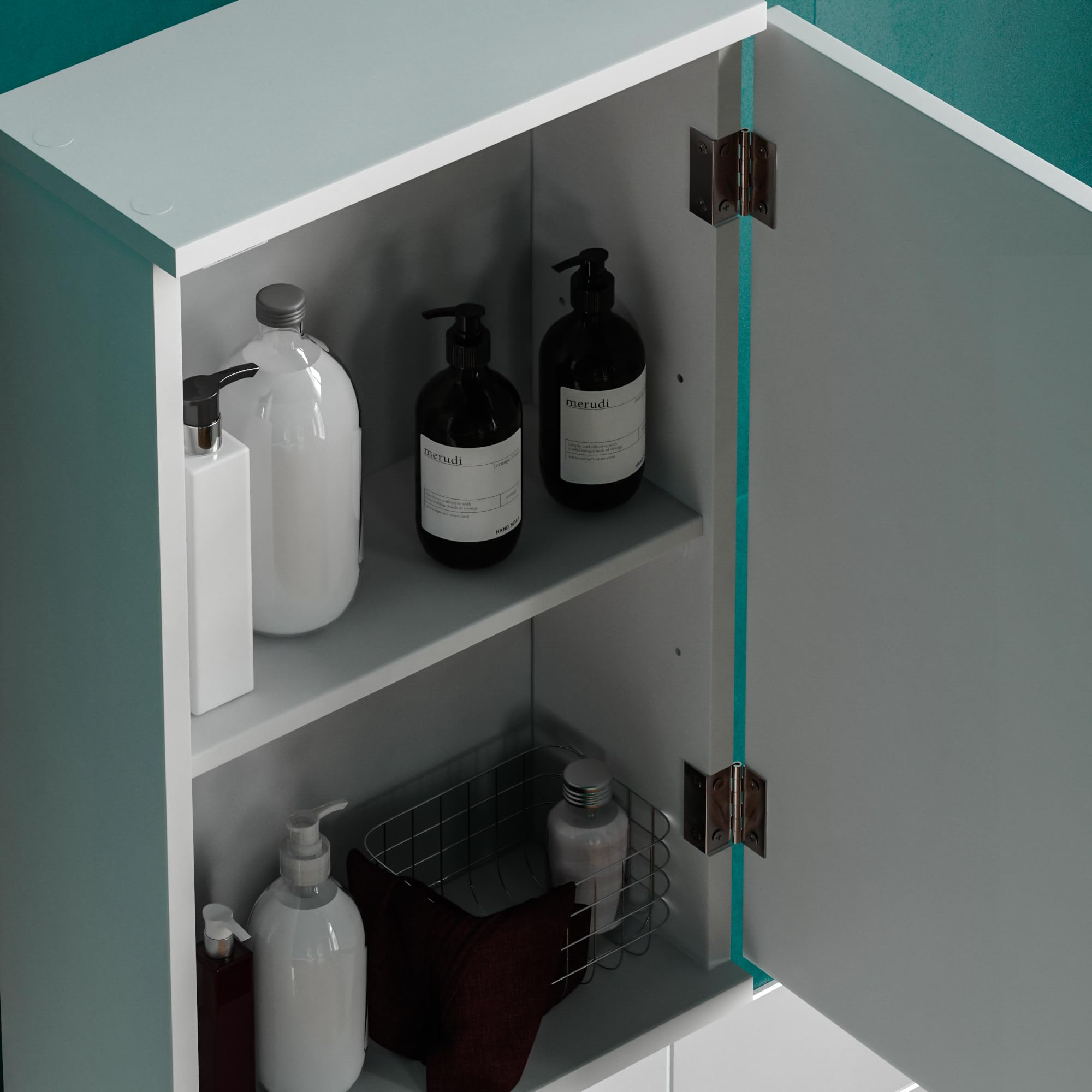 Bath Vida Priano Single Wall Mounted Bathroom Storage Cabinet | White MDF | 30x14x50cm 7