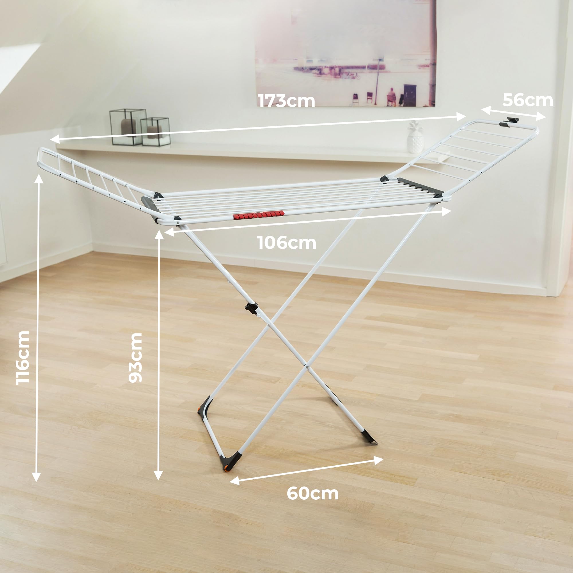 Vileda Extra X-Legs Clothes Airer - 20m Drying Space | Steel & Aluminium | Foldable 4
