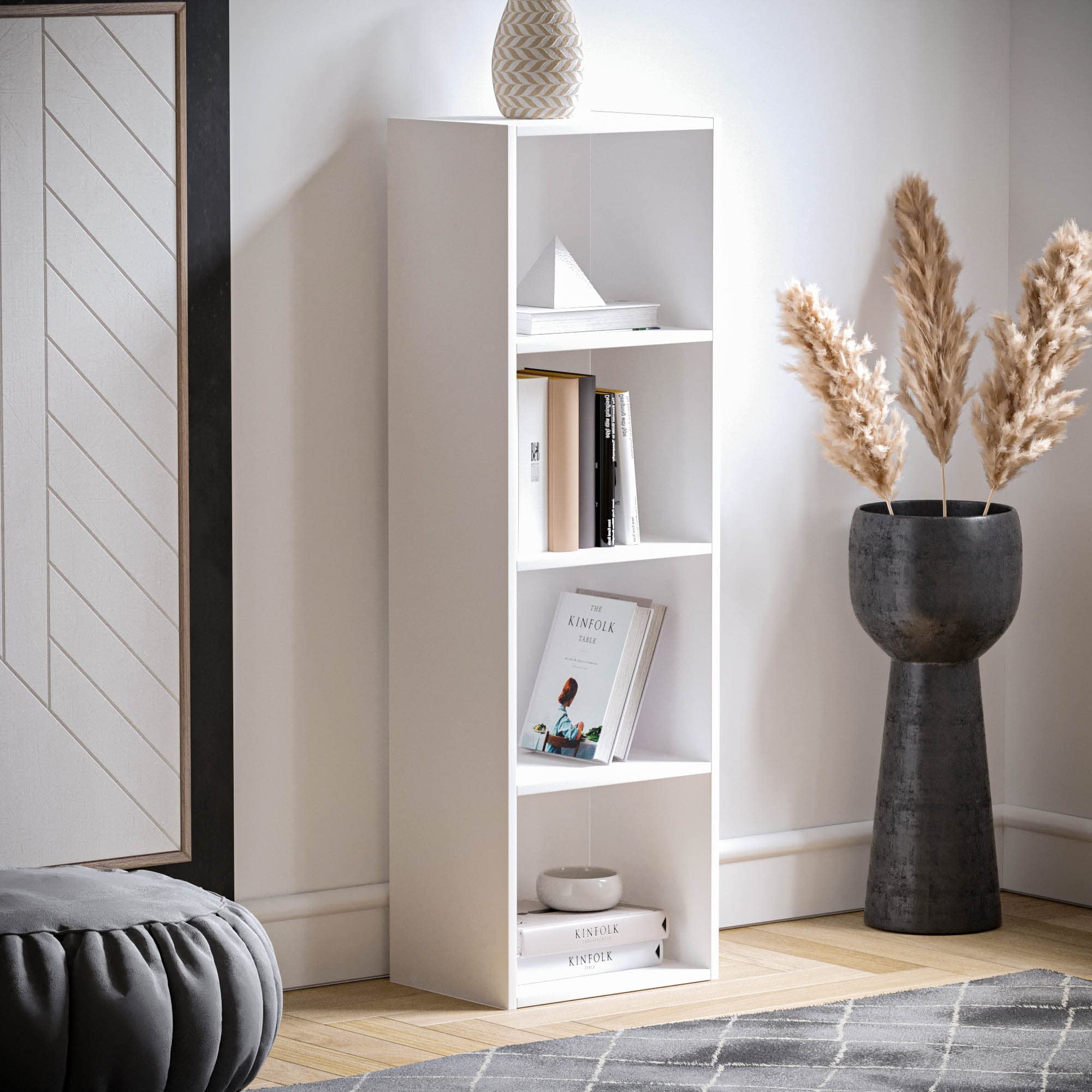 Vida Designs Oxford 4 Tier Cube Bookcase - White Wooden Shelving | H 106 x W 32 x D 24 Cm | Max Load 50kg 6